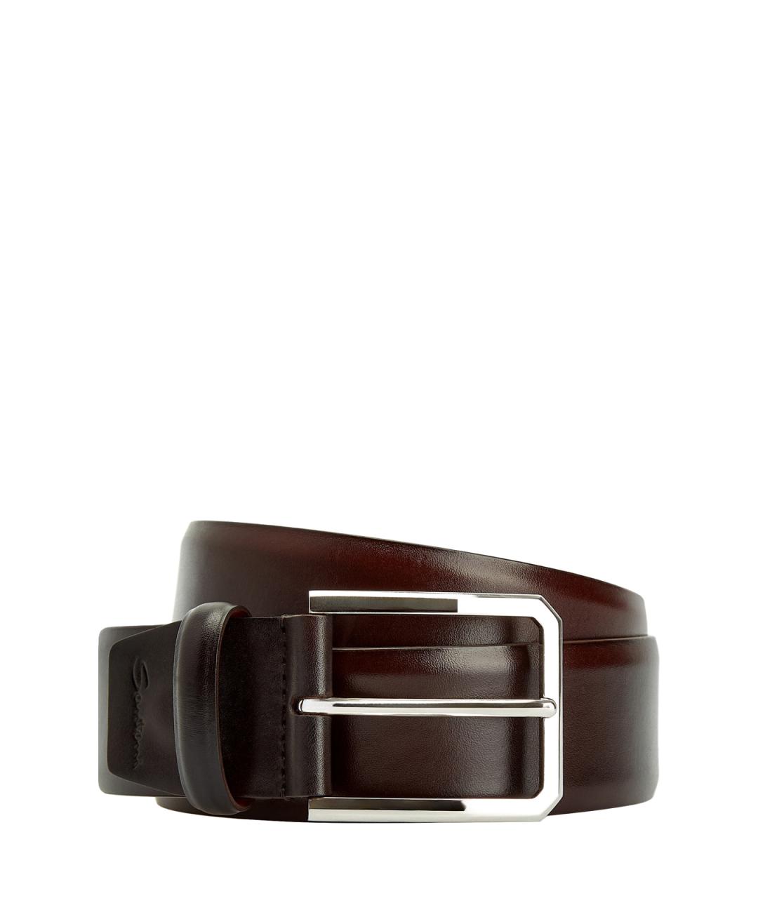 SANTONI Коричневый кожаный ремень, фото 1