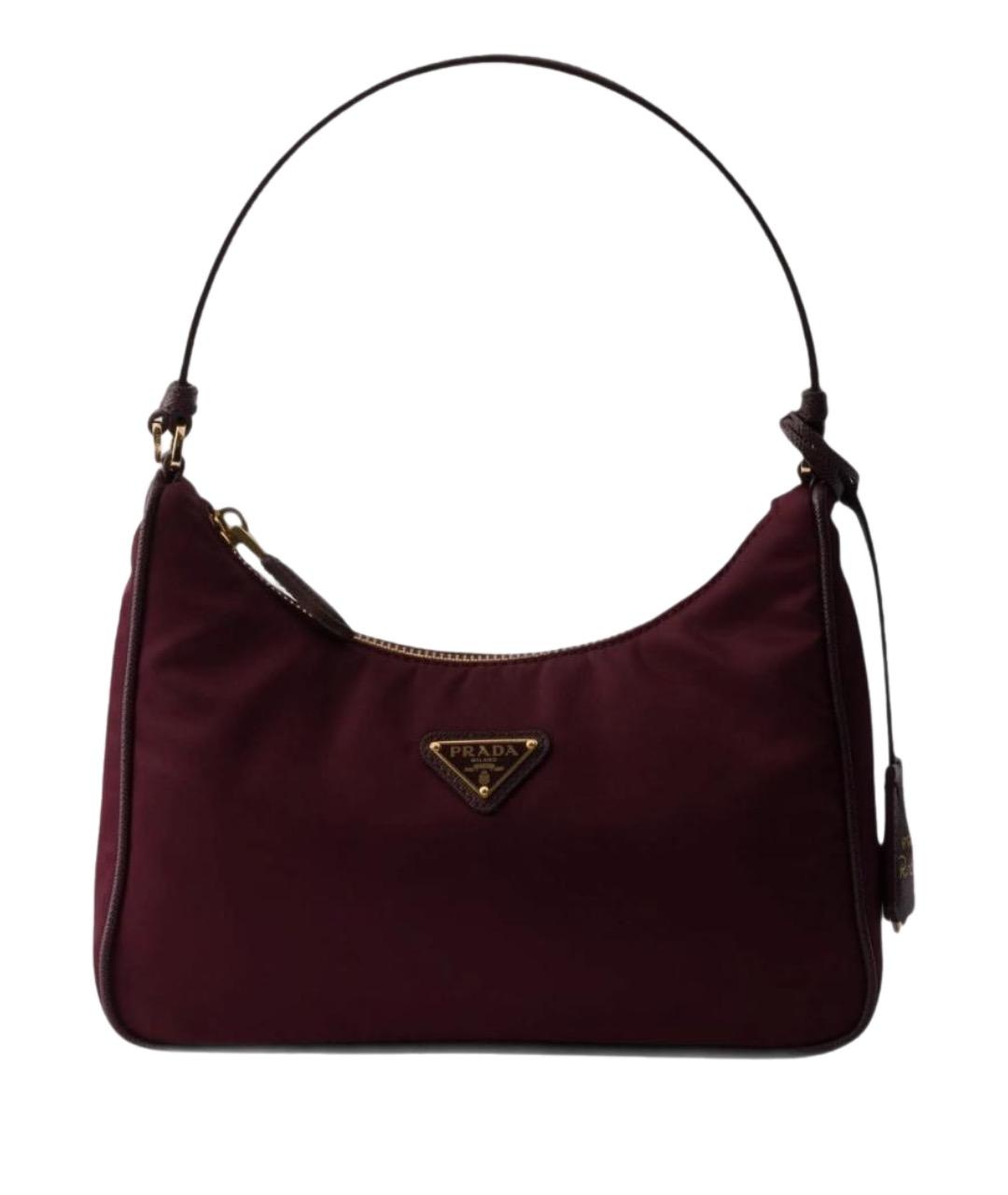 PRADA Бордовая тканевая сумка с короткими ручками, фото 1