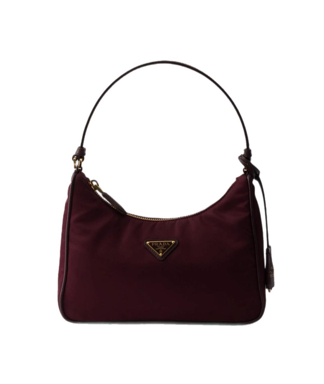 PRADA Бордовая тканевая сумка с короткими ручками, фото 9