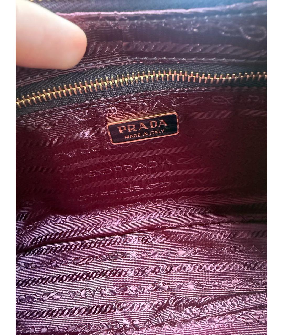 PRADA Бордовая тканевая сумка с короткими ручками, фото 4