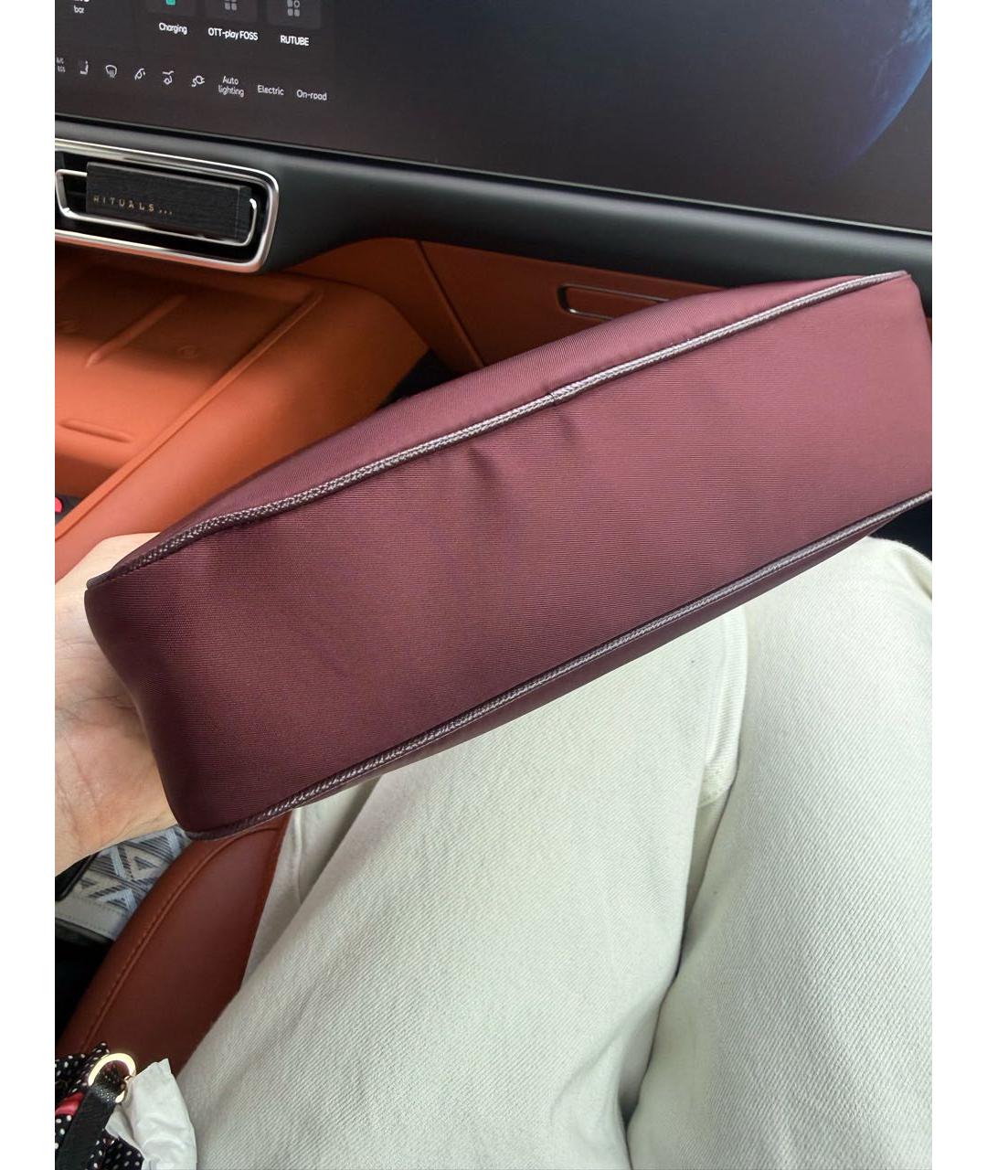 PRADA Бордовая тканевая сумка с короткими ручками, фото 8