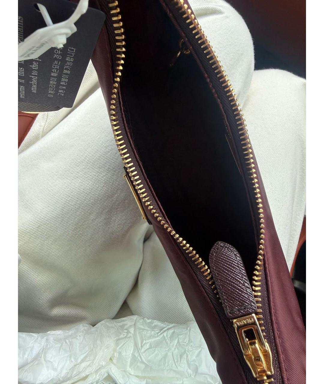 PRADA Бордовая тканевая сумка с короткими ручками, фото 3