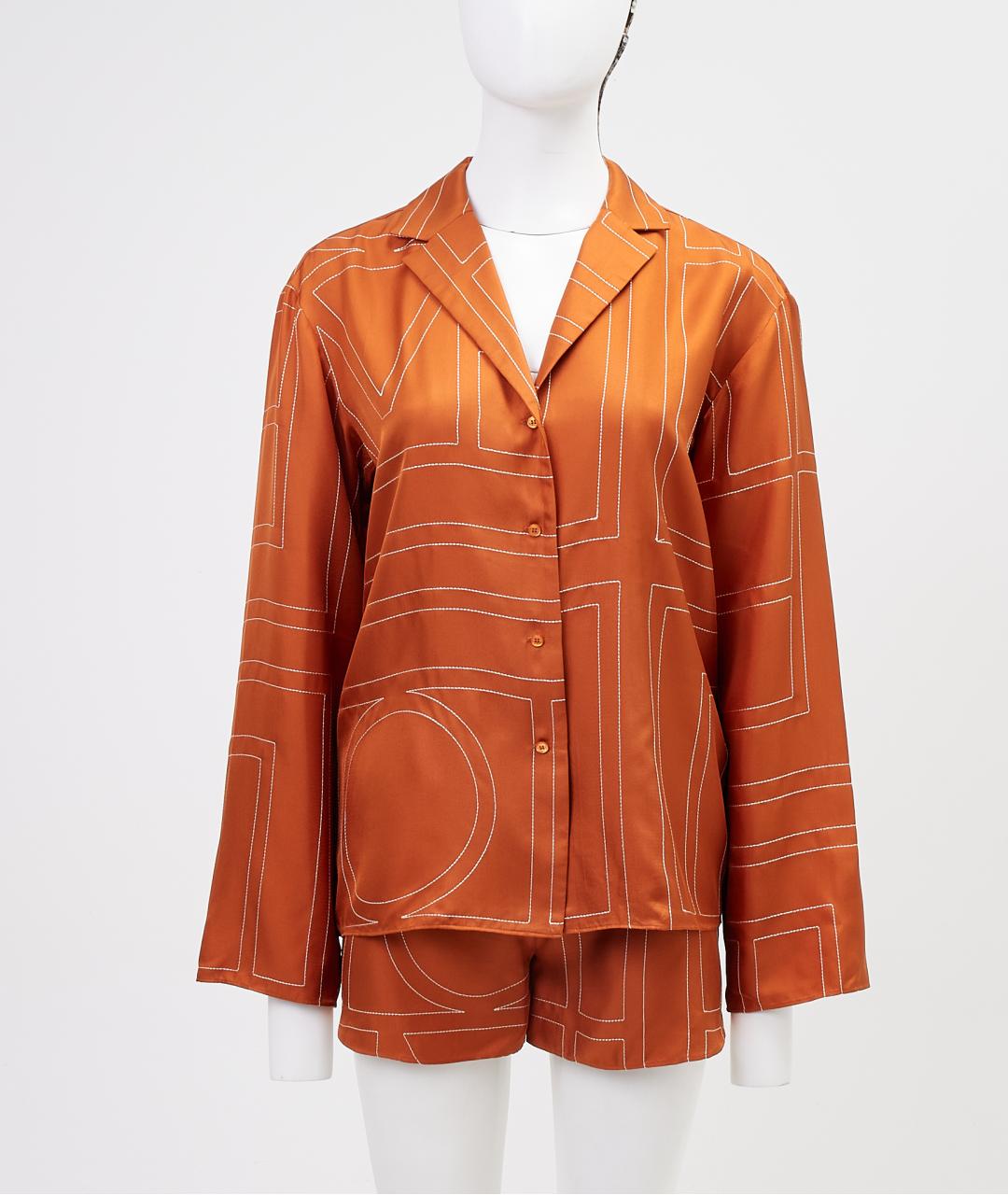 TOTEME Оранжевый шелковый костюм с брюками, фото 9