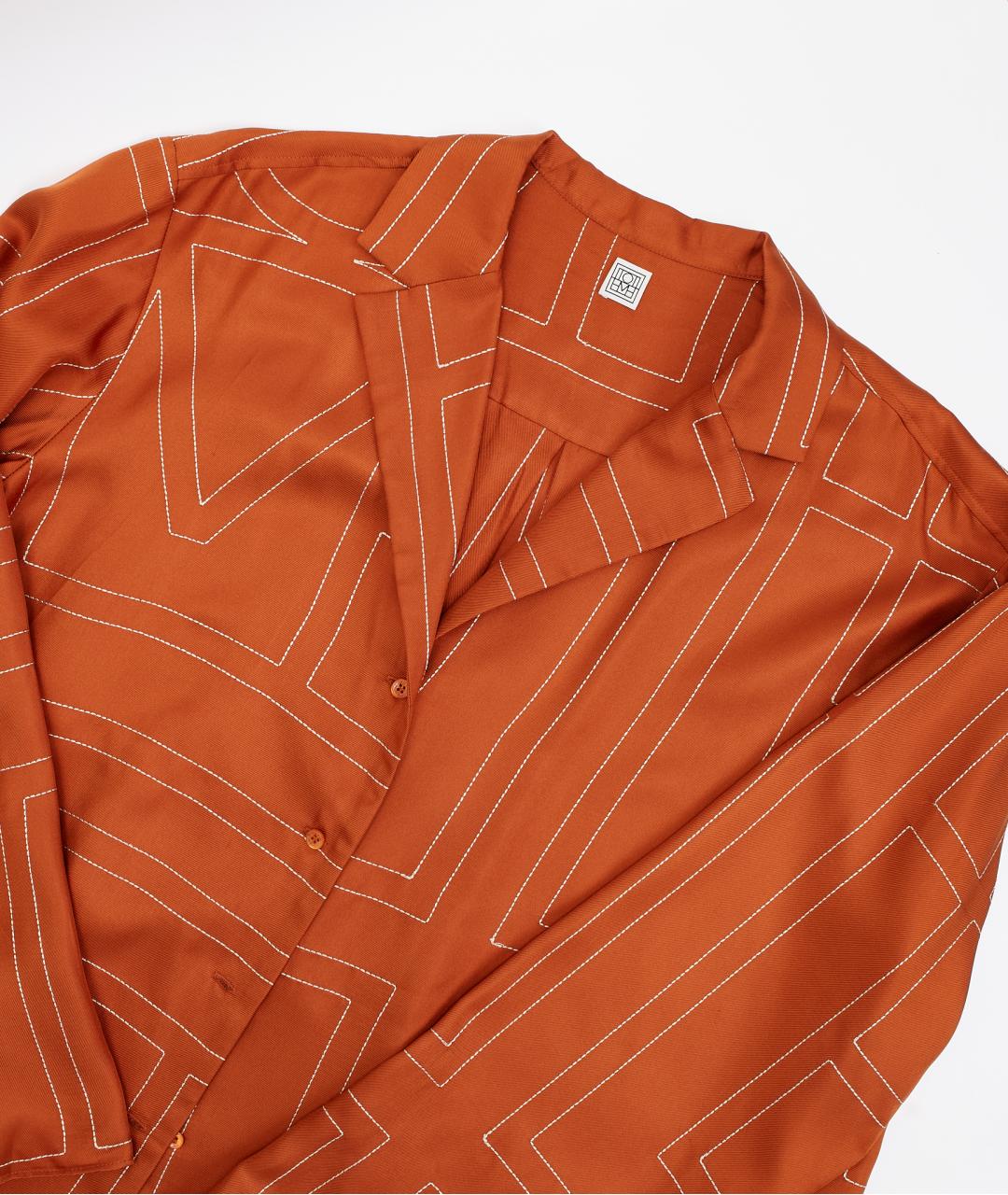 TOTEME Оранжевый шелковый костюм с брюками, фото 8