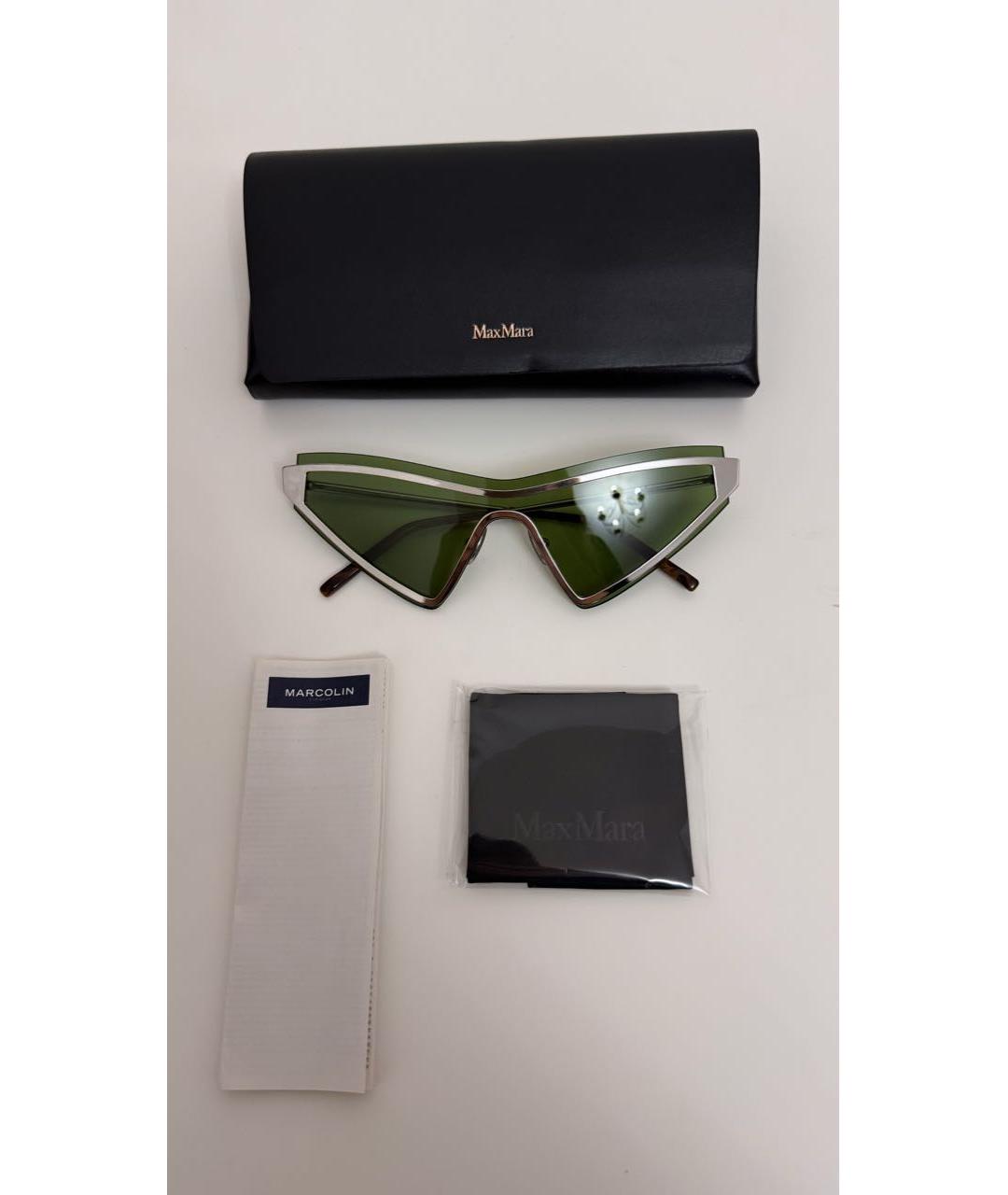 SPORTMAX Серебряные металлические солнцезащитные очки, фото 2