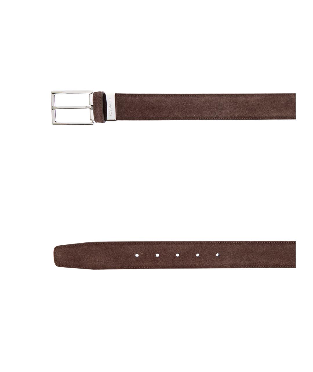 CANALI Коричневый замшевый ремень, фото 3