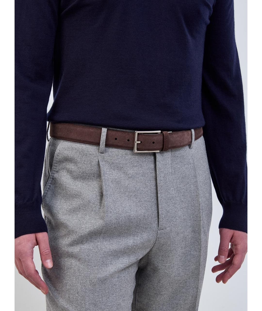 CANALI Коричневый замшевый ремень, фото 2