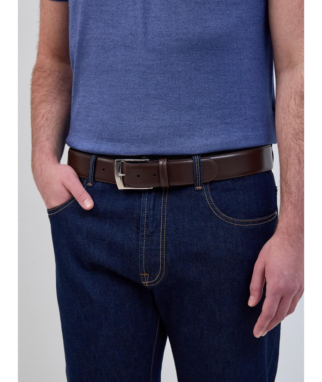 CANALI Коричневый кожаный ремень, фото 2