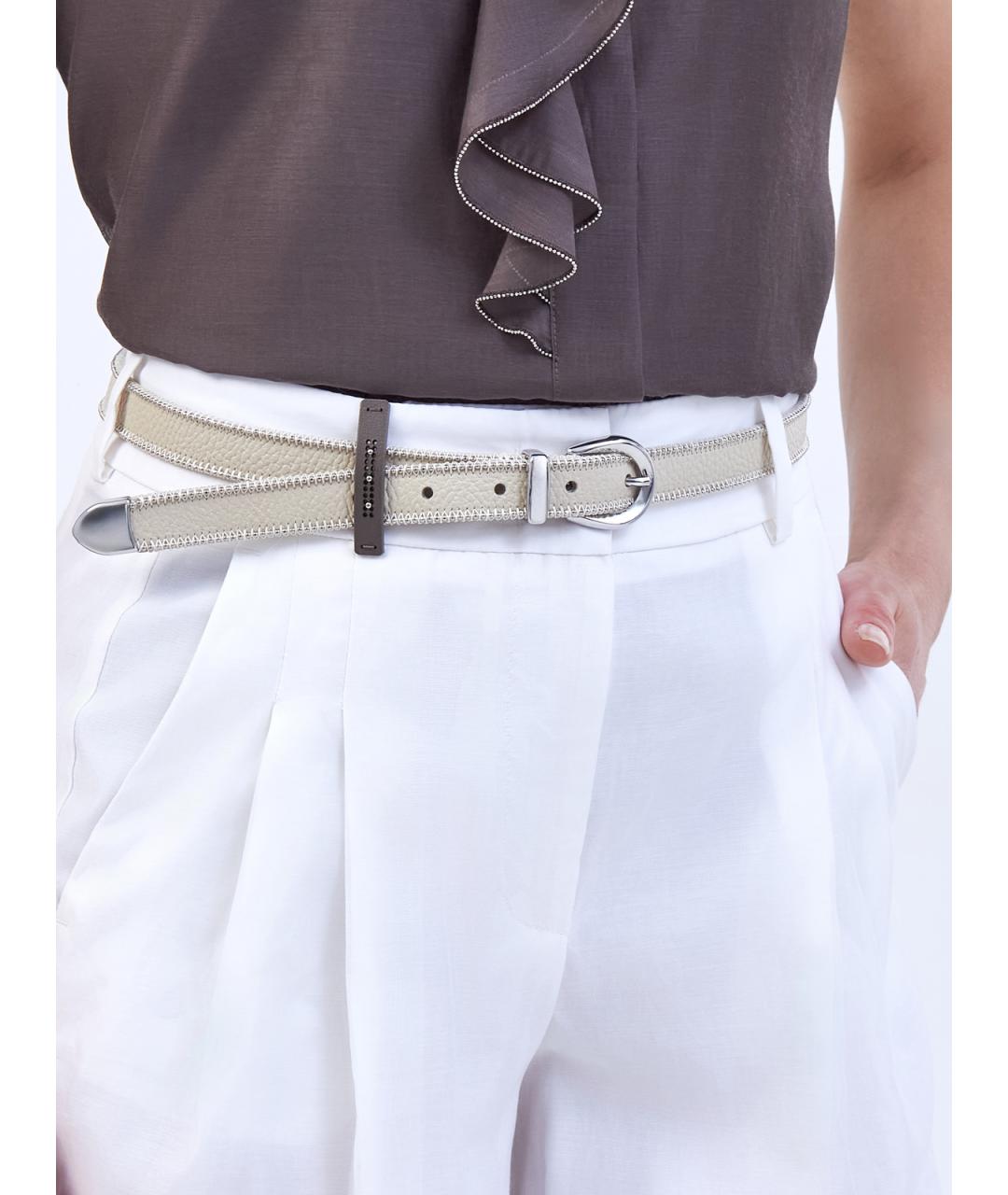 PESERICO Бежевый кожаный ремень, фото 2