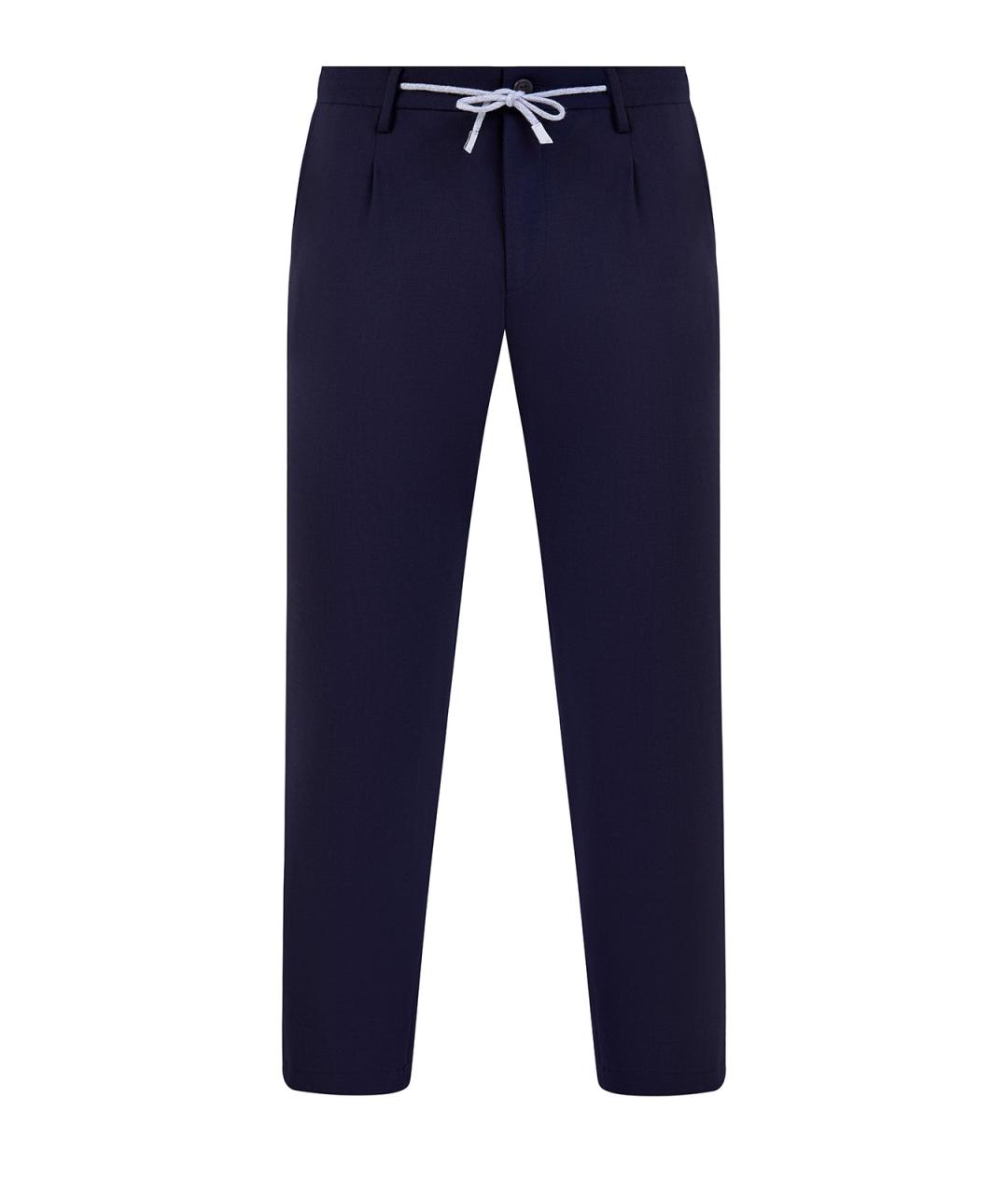 ELEVENTY Темно-синие шерстяные повседневные брюки, фото 1