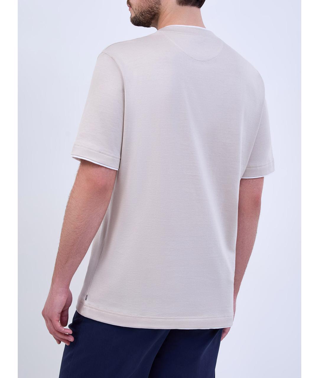 ELEVENTY Бежевая хлопковая футболка, фото 4