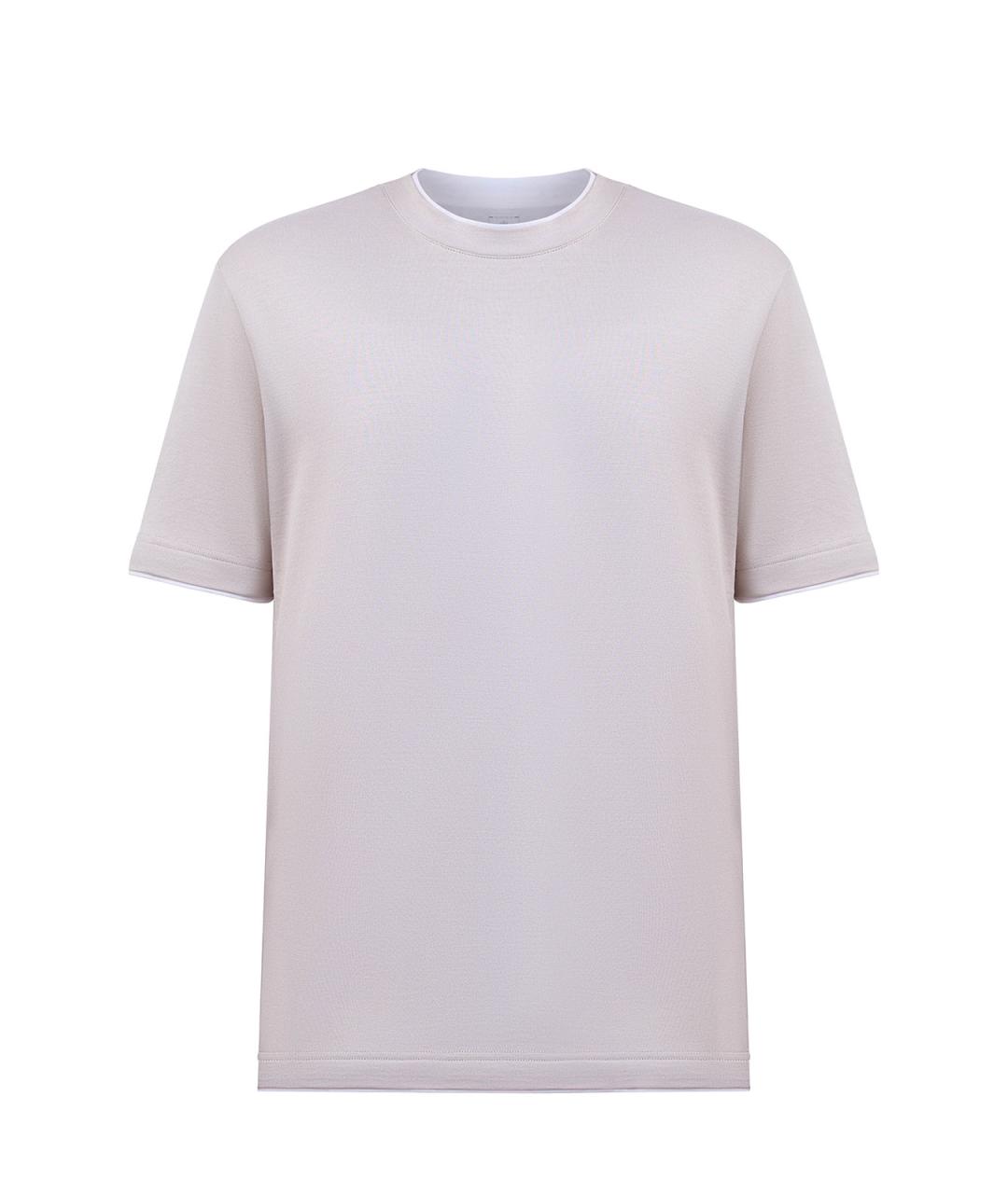 ELEVENTY Бежевая хлопковая футболка, фото 1