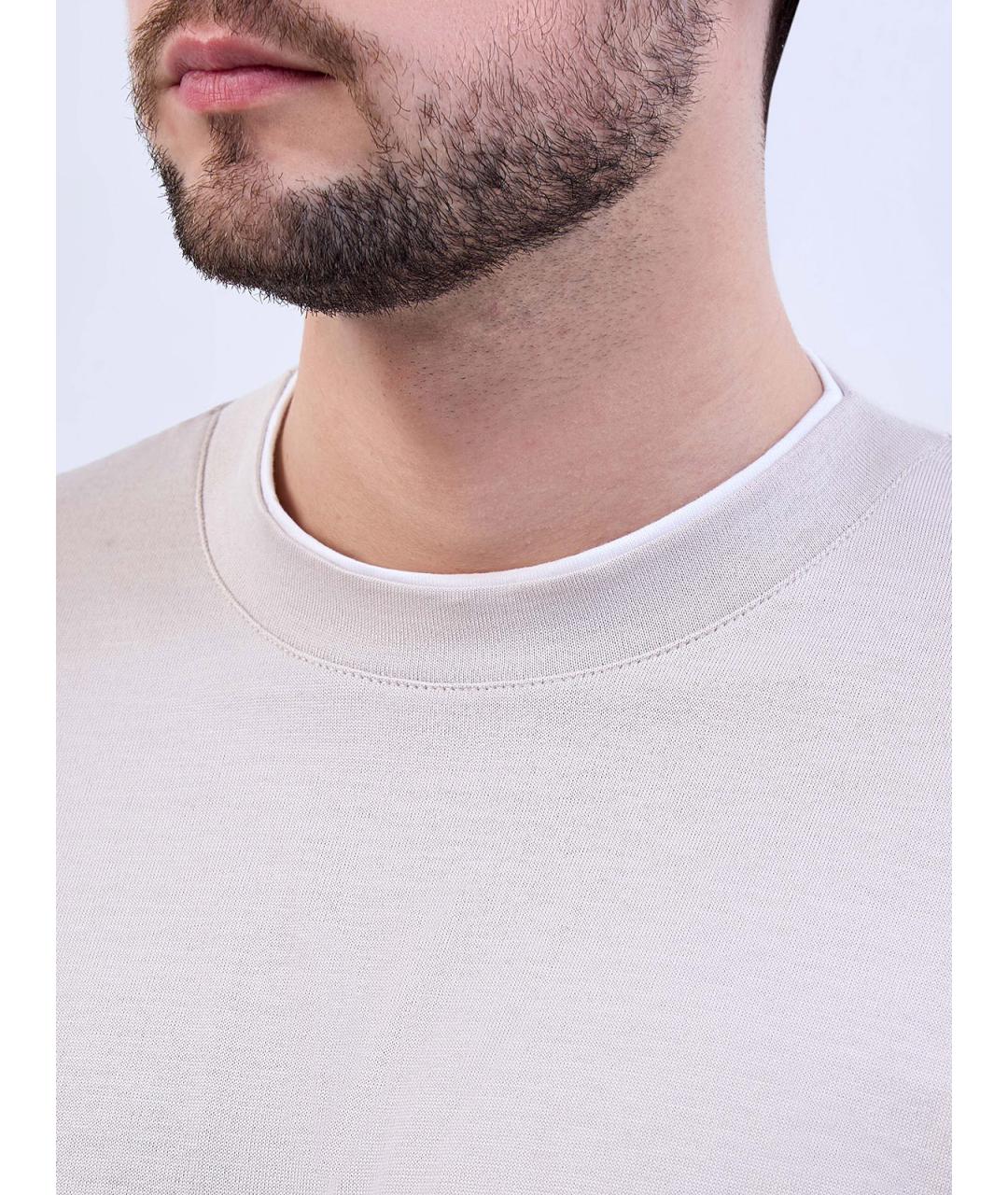 ELEVENTY Бежевая хлопковая футболка, фото 5