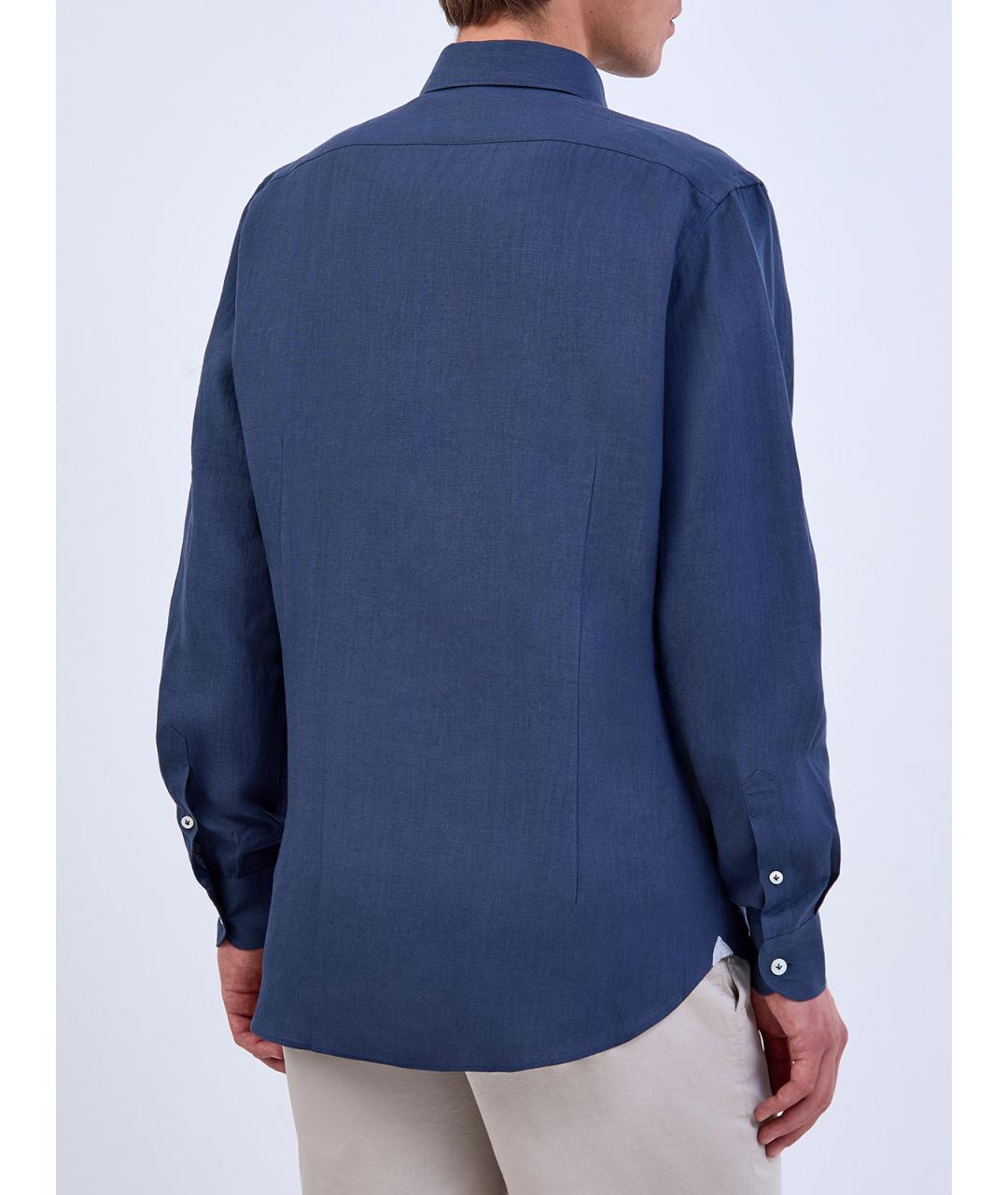ELEVENTY Синяя льняная кэжуал рубашка, фото 4