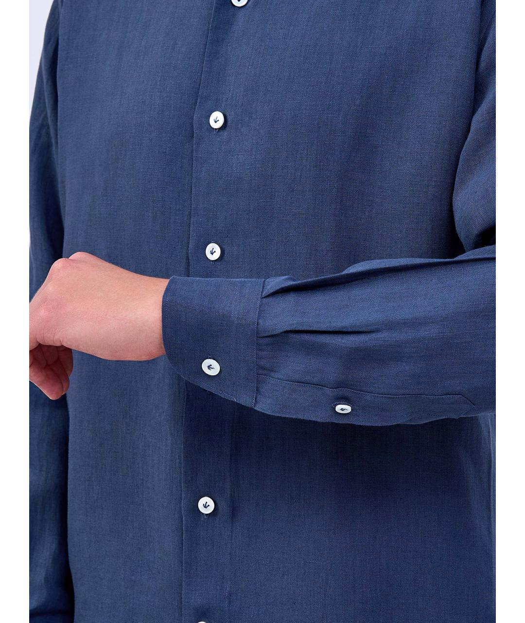 ELEVENTY Синяя льняная кэжуал рубашка, фото 5