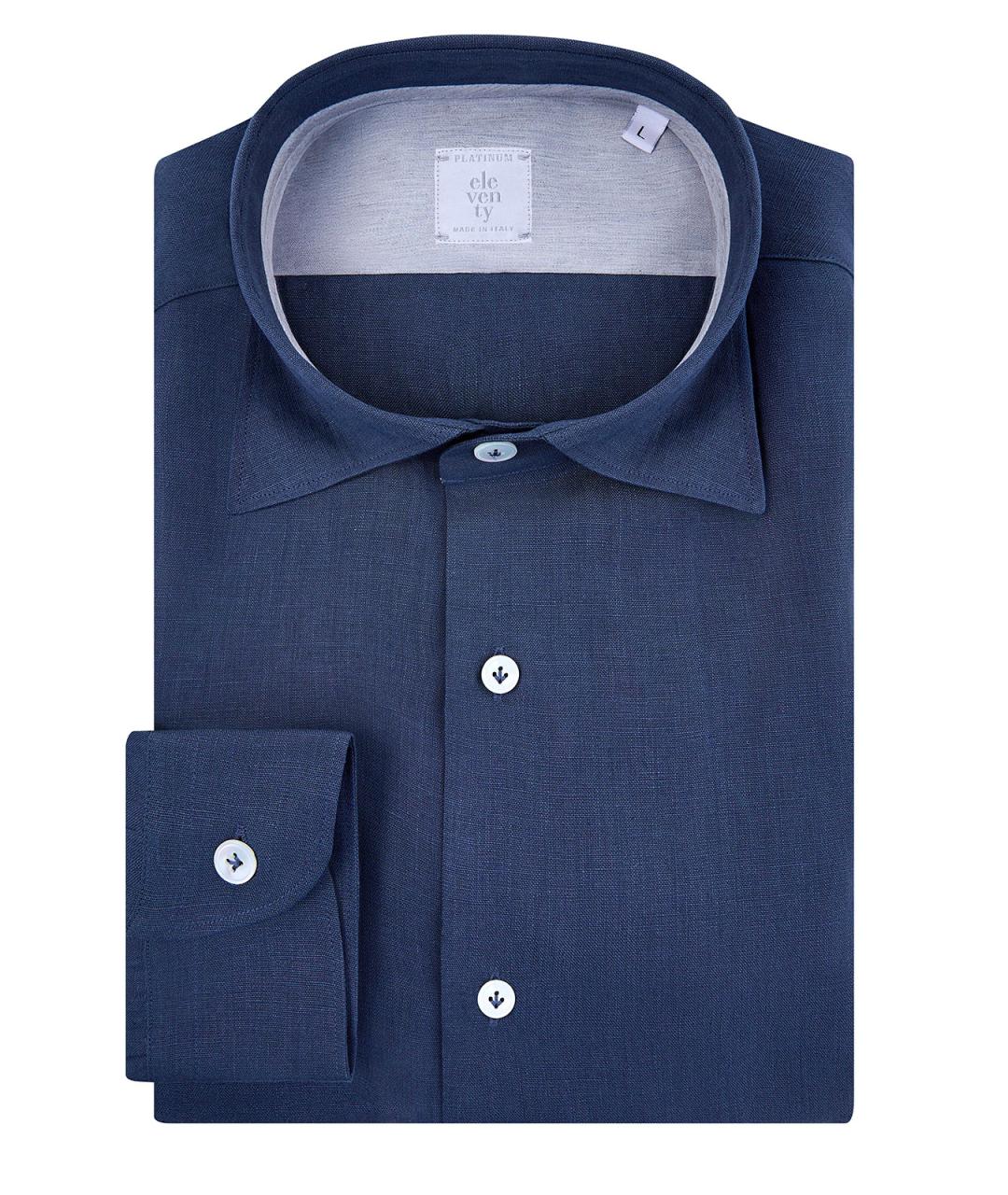 ELEVENTY Синяя льняная кэжуал рубашка, фото 2