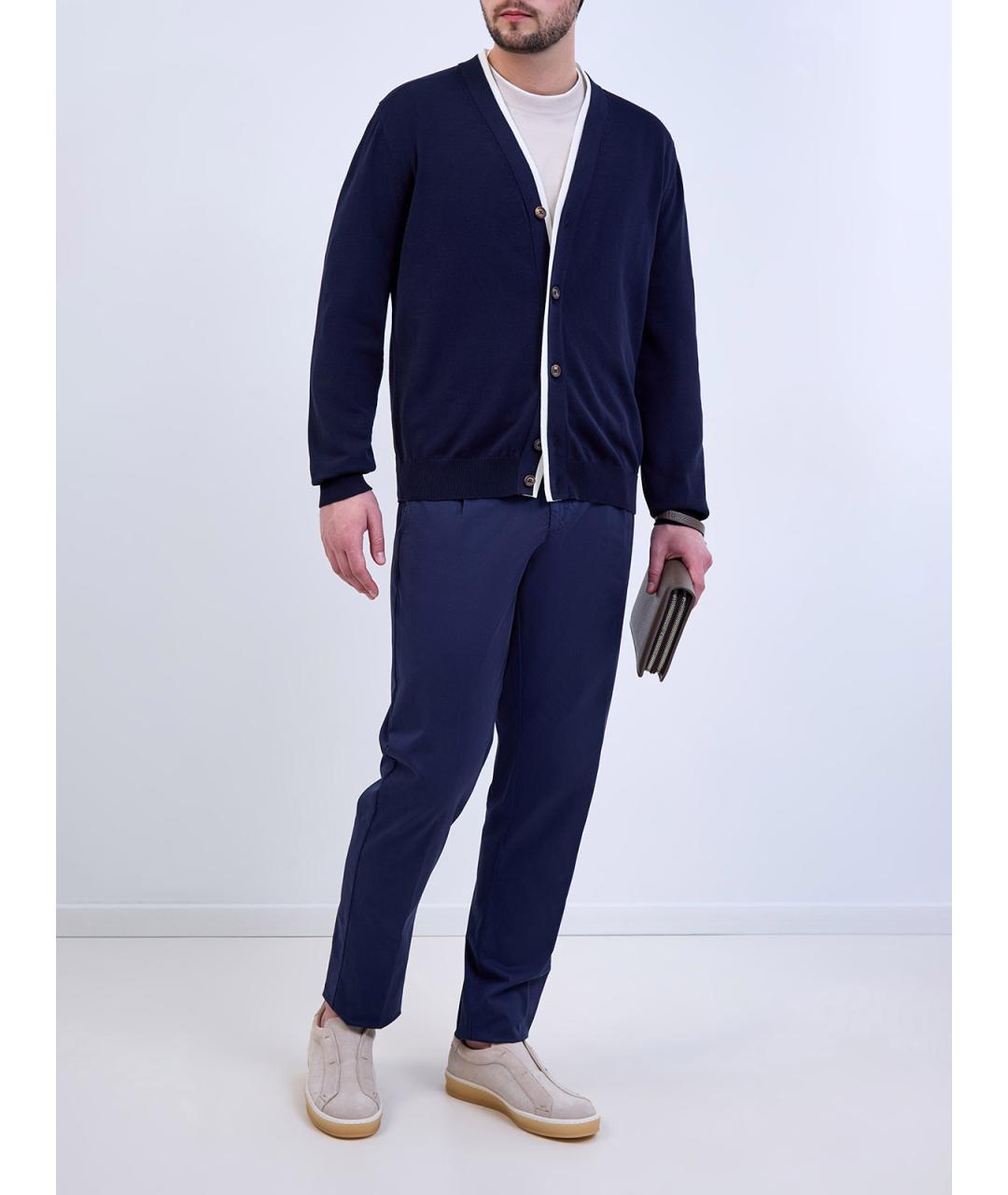 ELEVENTY Синие хлопковые повседневные брюки, фото 2