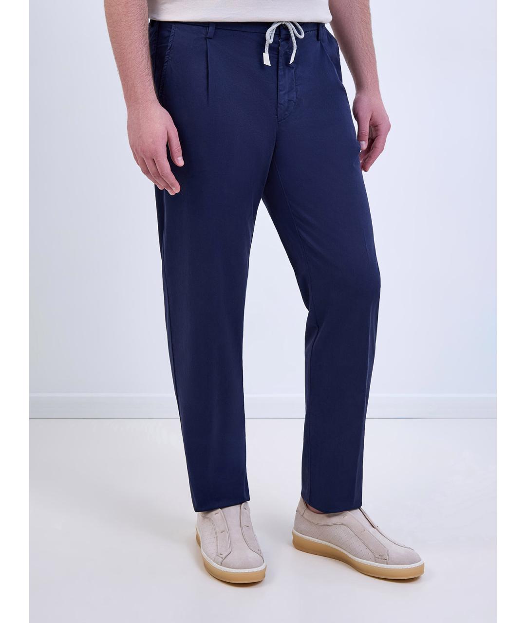 ELEVENTY Синие хлопковые повседневные брюки, фото 3