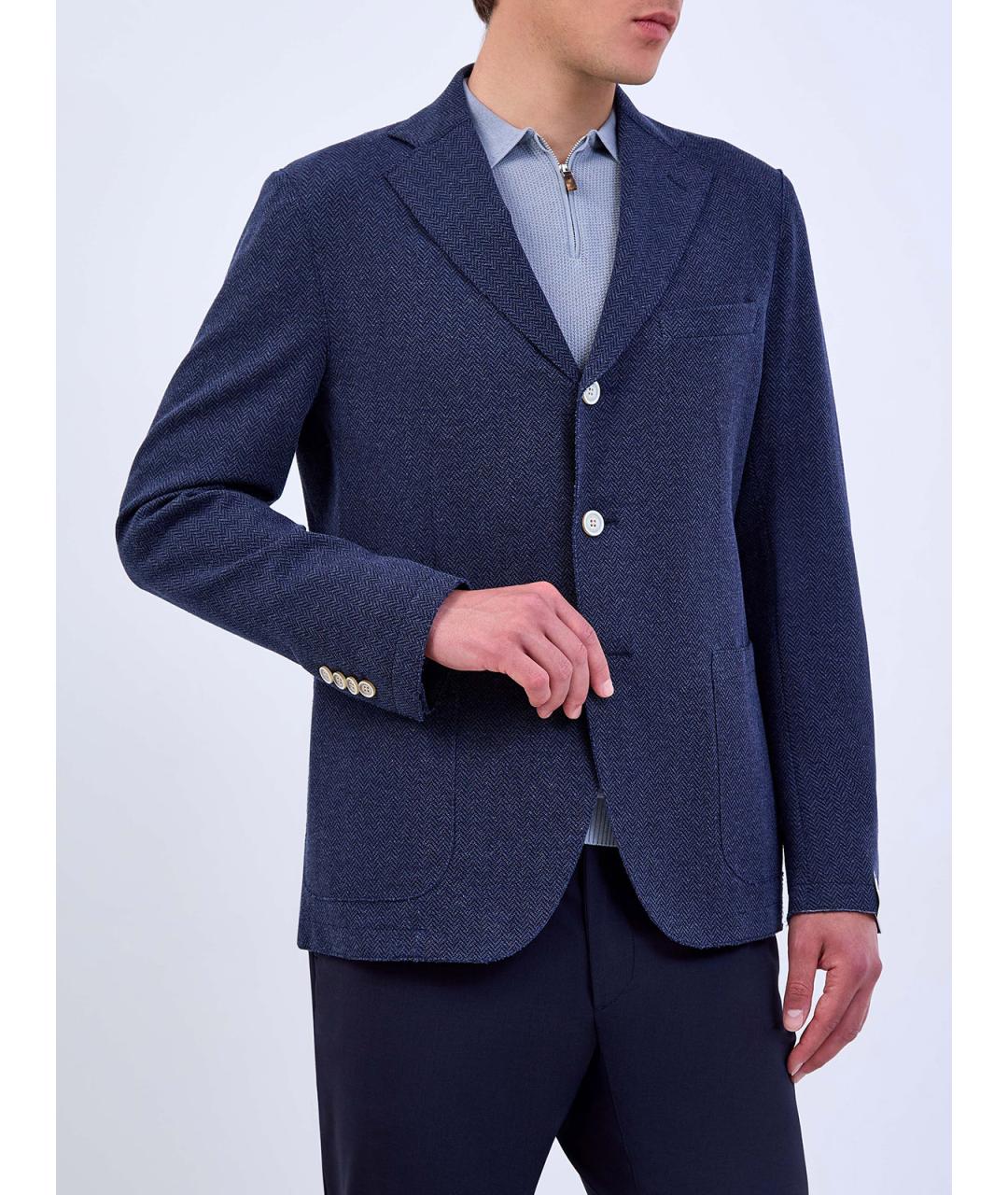 ELEVENTY Синий хлопковый пиджак, фото 3