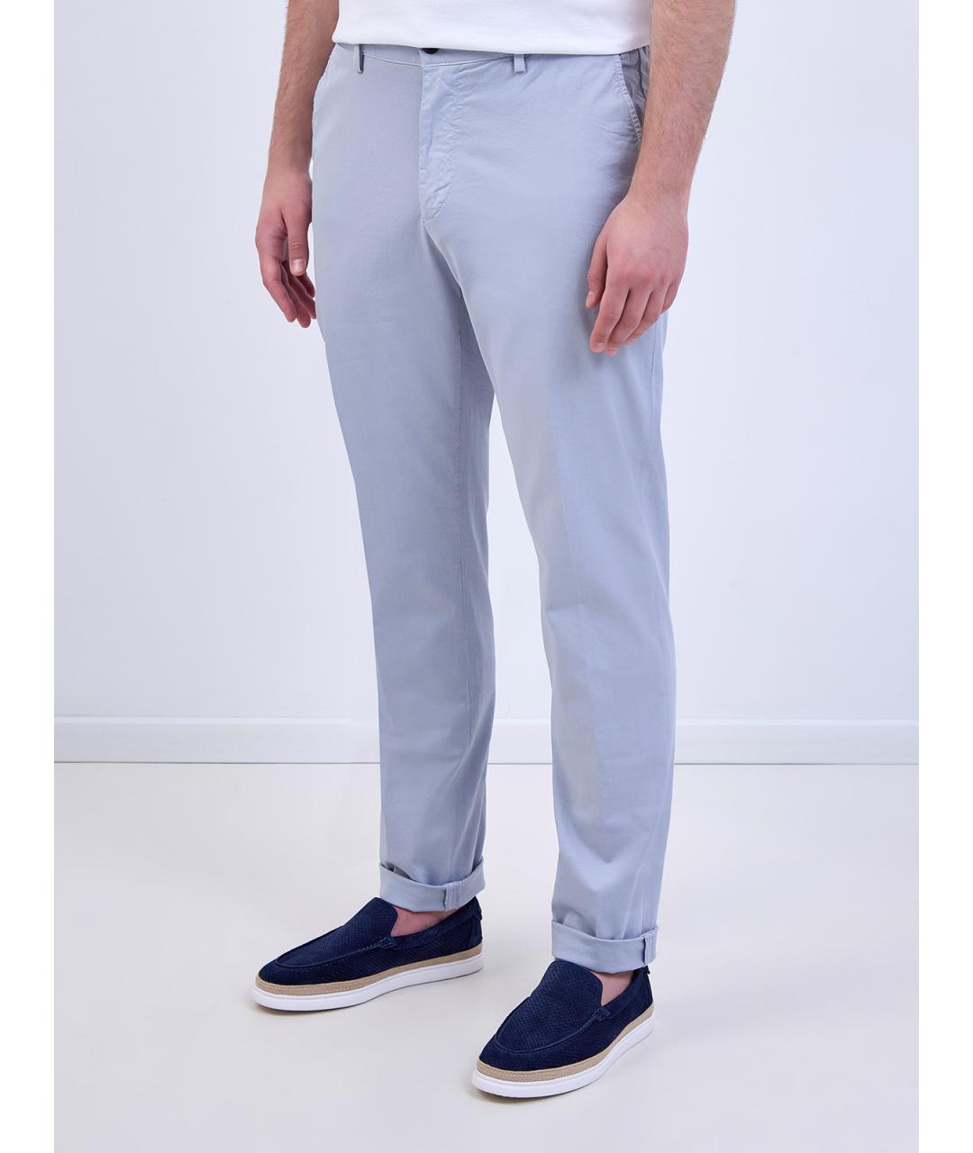 ELEVENTY Голубые хлопковые повседневные брюки, фото 3