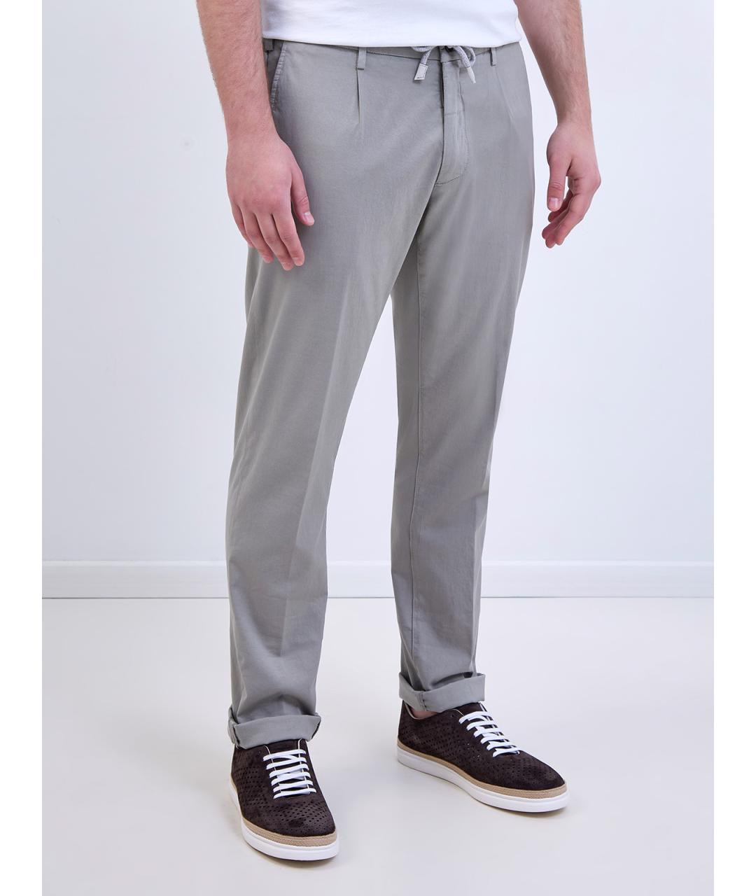 ELEVENTY Серые хлопковые повседневные брюки, фото 3