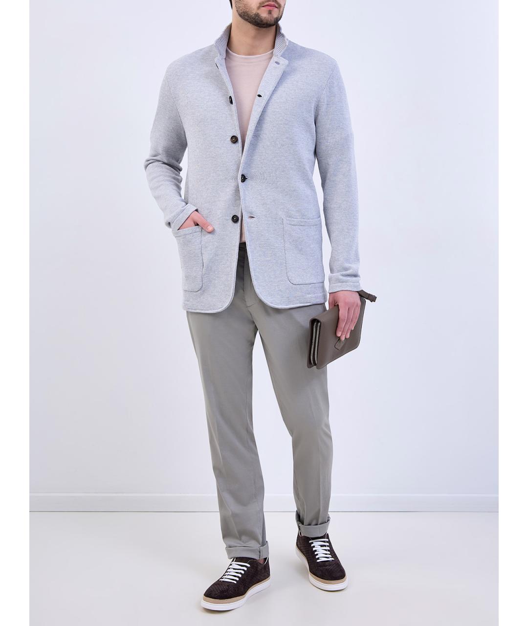 ELEVENTY Серые хлопковые повседневные брюки, фото 2