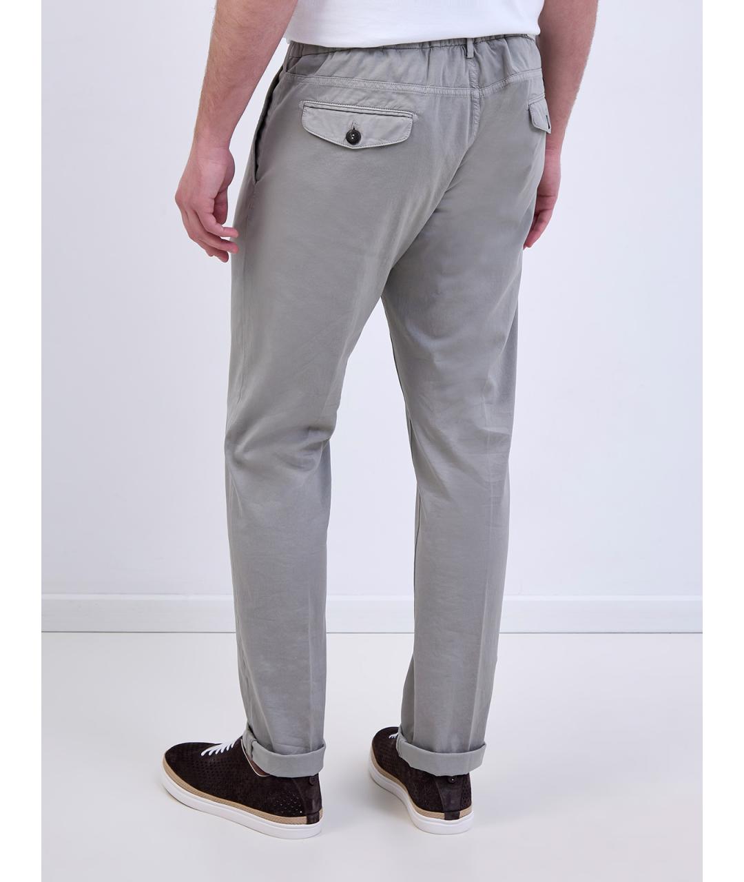 ELEVENTY Серые хлопковые повседневные брюки, фото 4