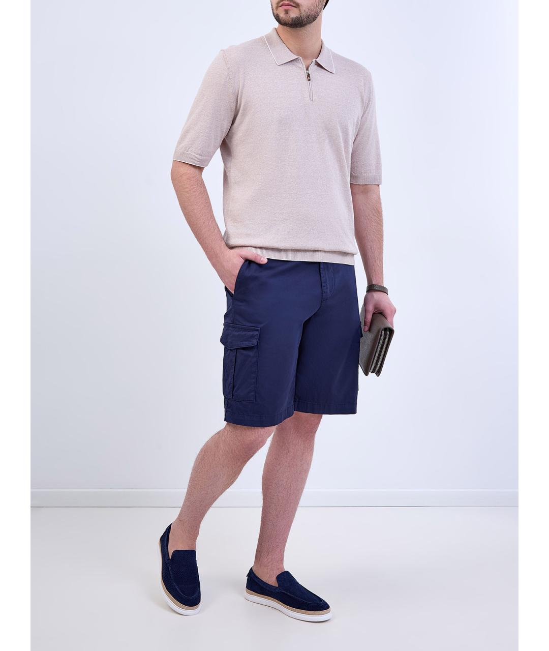 ELEVENTY Синие хлопковые шорты, фото 2