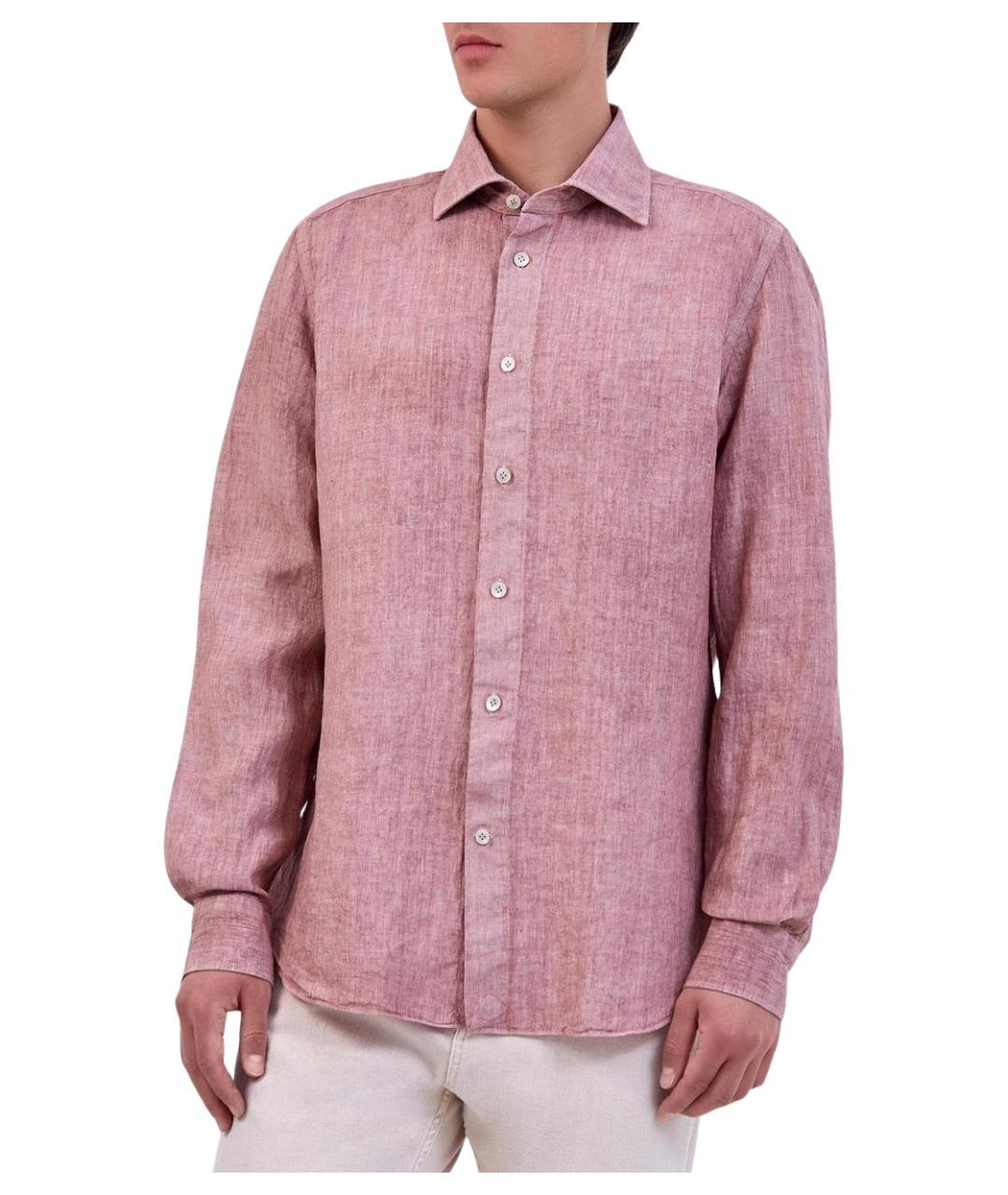 ELEVENTY Розовая льняная кэжуал рубашка, фото 1