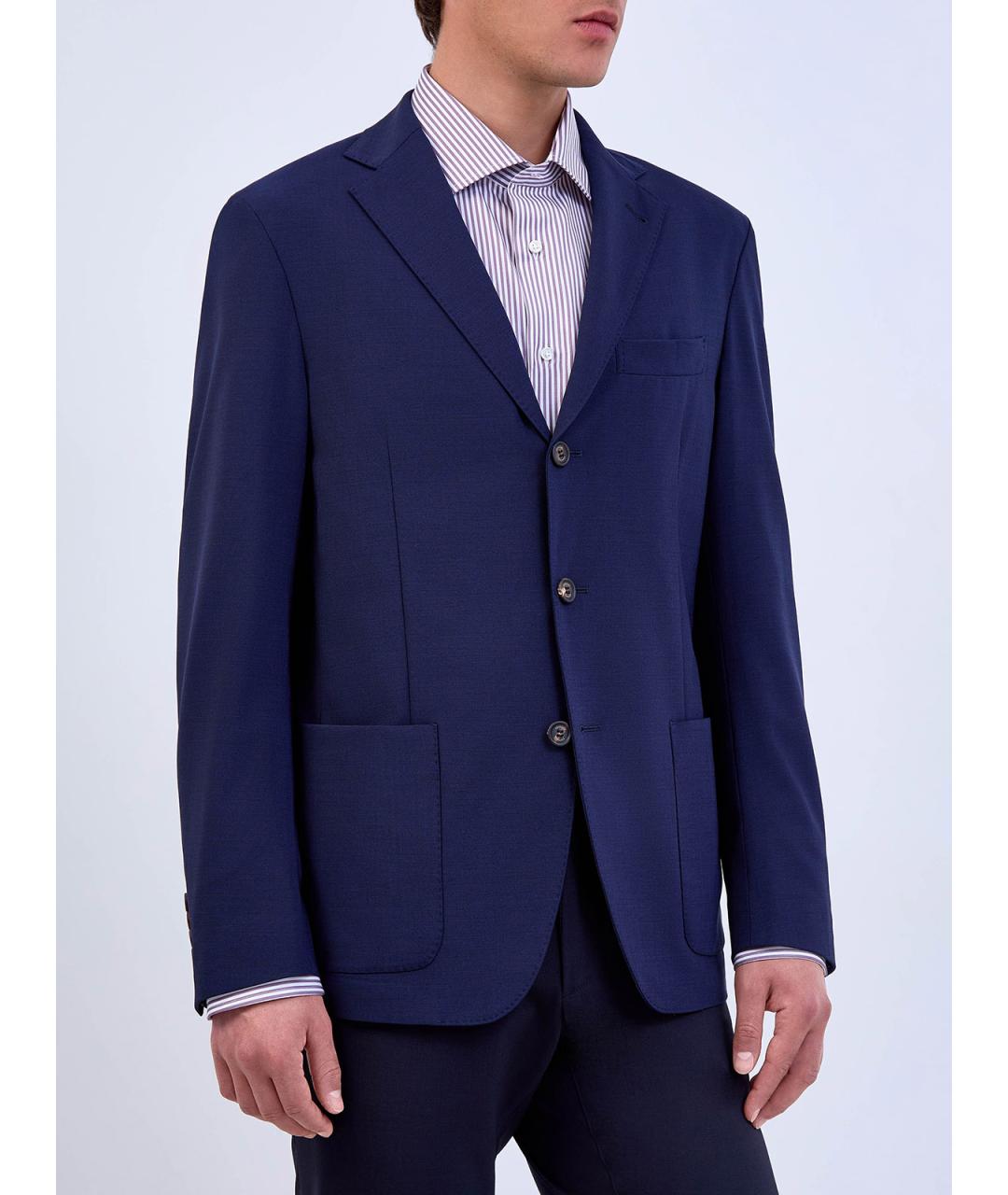 ELEVENTY Синий шерстяной пиджак, фото 3