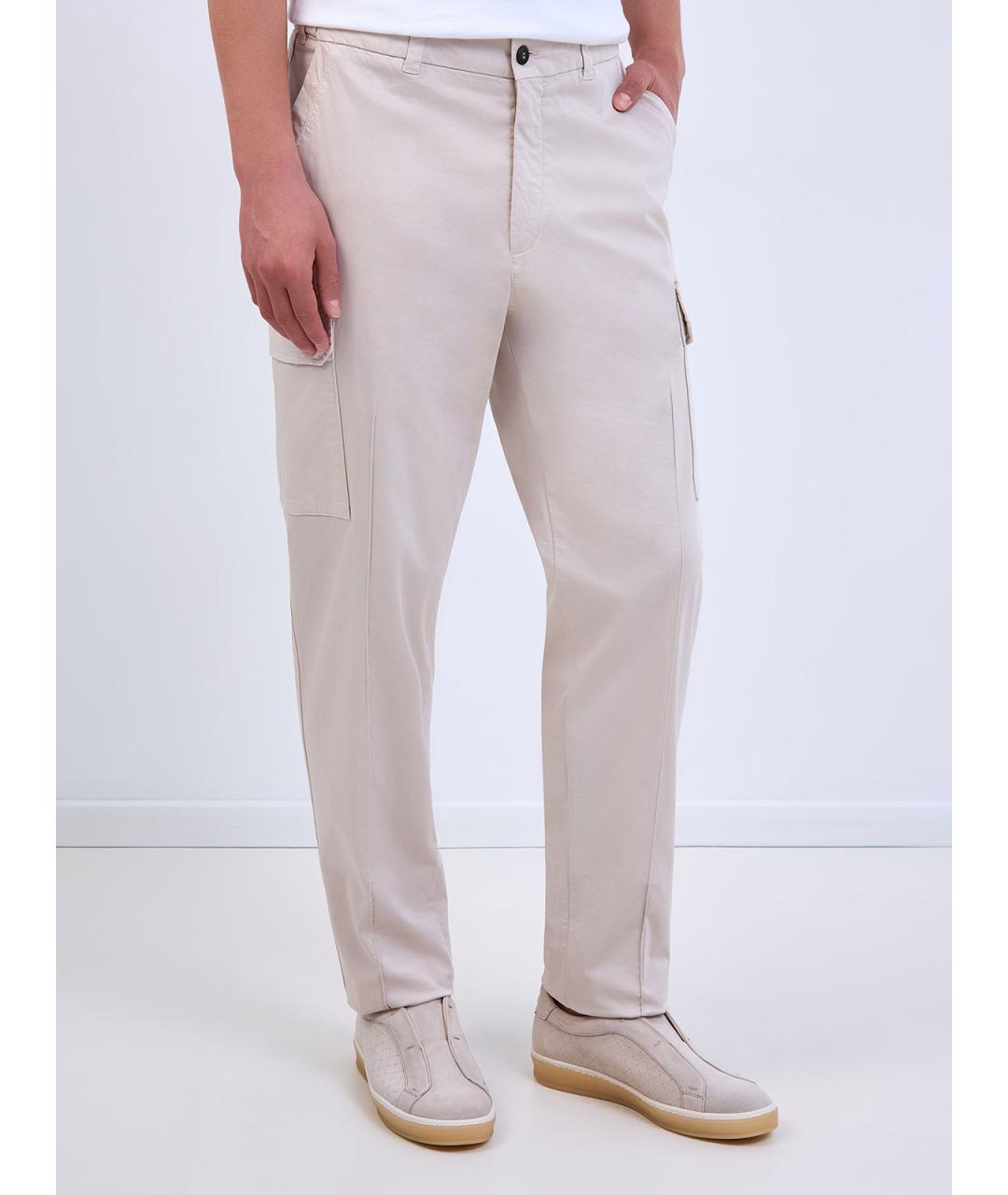 ELEVENTY Бежевые хлопковые повседневные брюки, фото 3