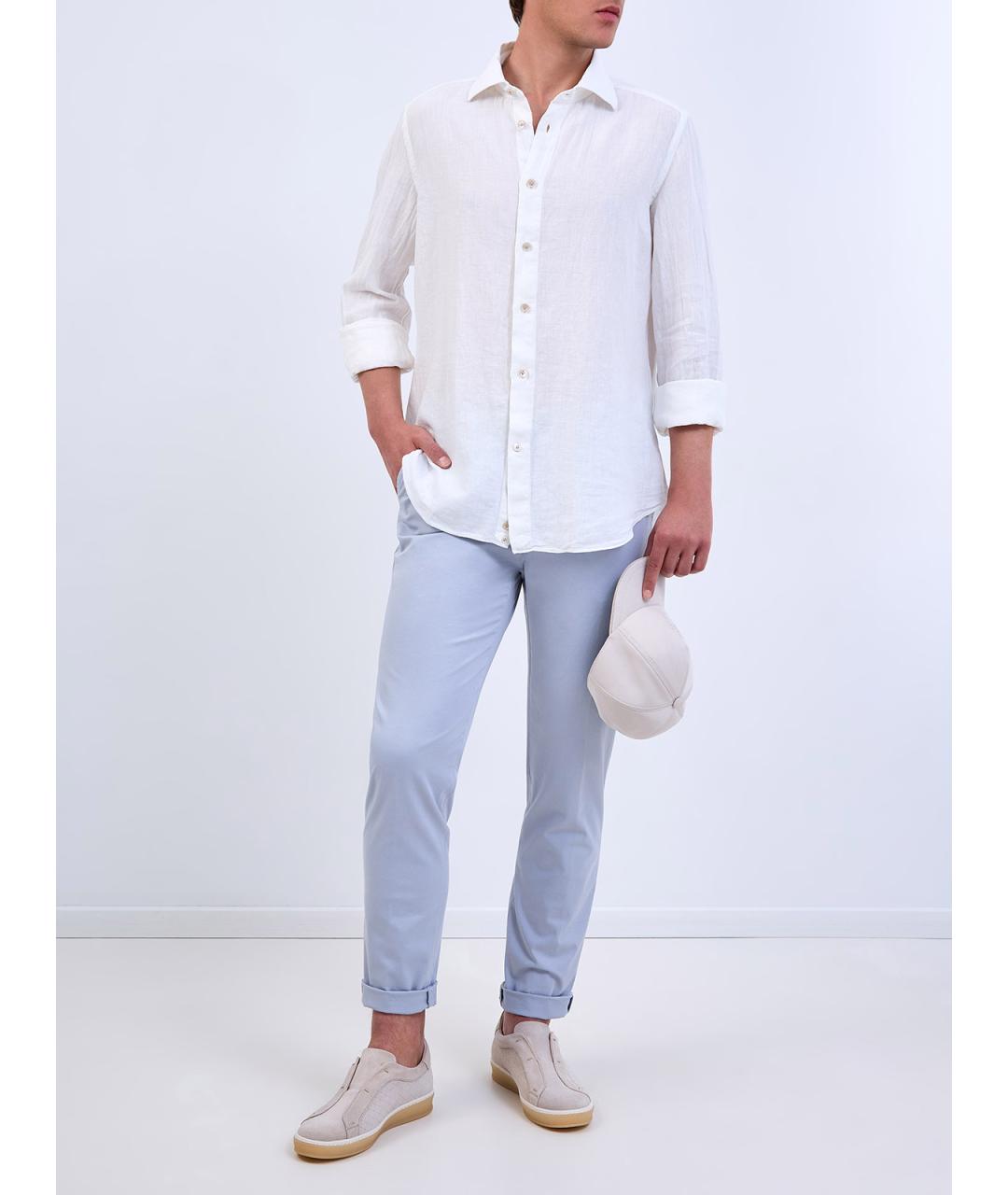 ELEVENTY Белая льняная кэжуал рубашка, фото 3