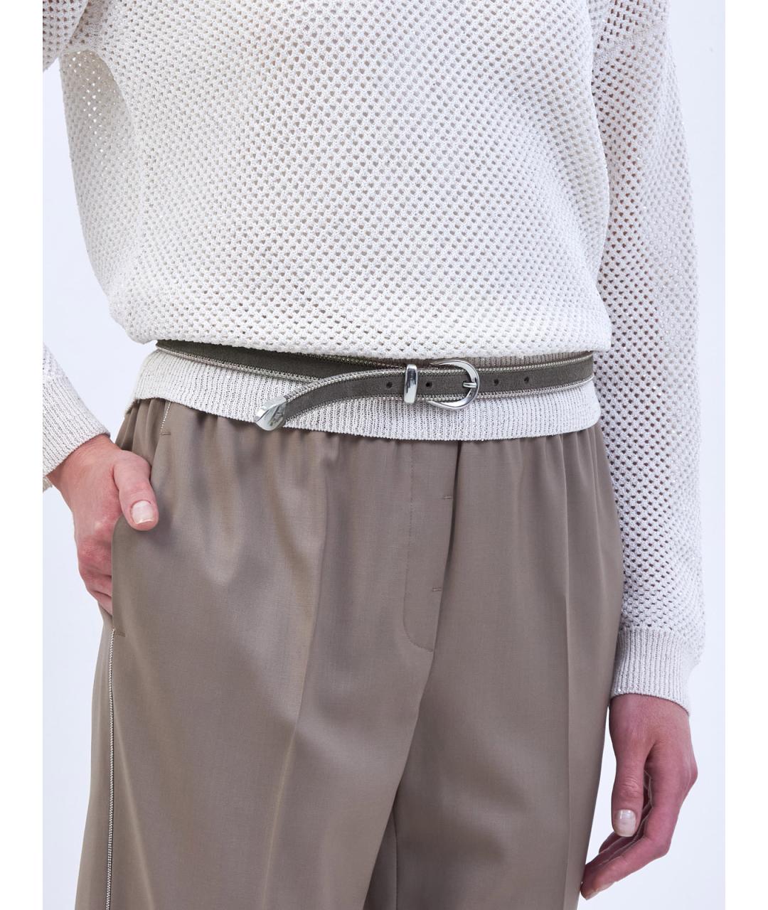 PESERICO Серый кожаный ремень, фото 2