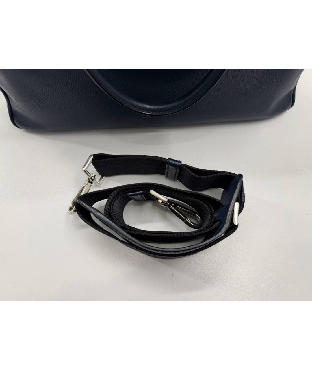 PRADA Темно-синий кожаный портфель, фото 4