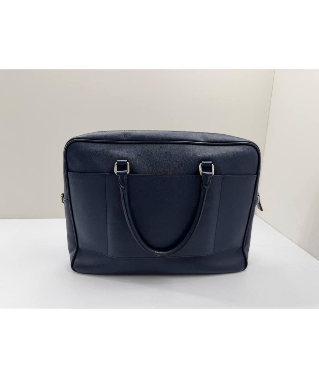 PRADA Темно-синий кожаный портфель, фото 7