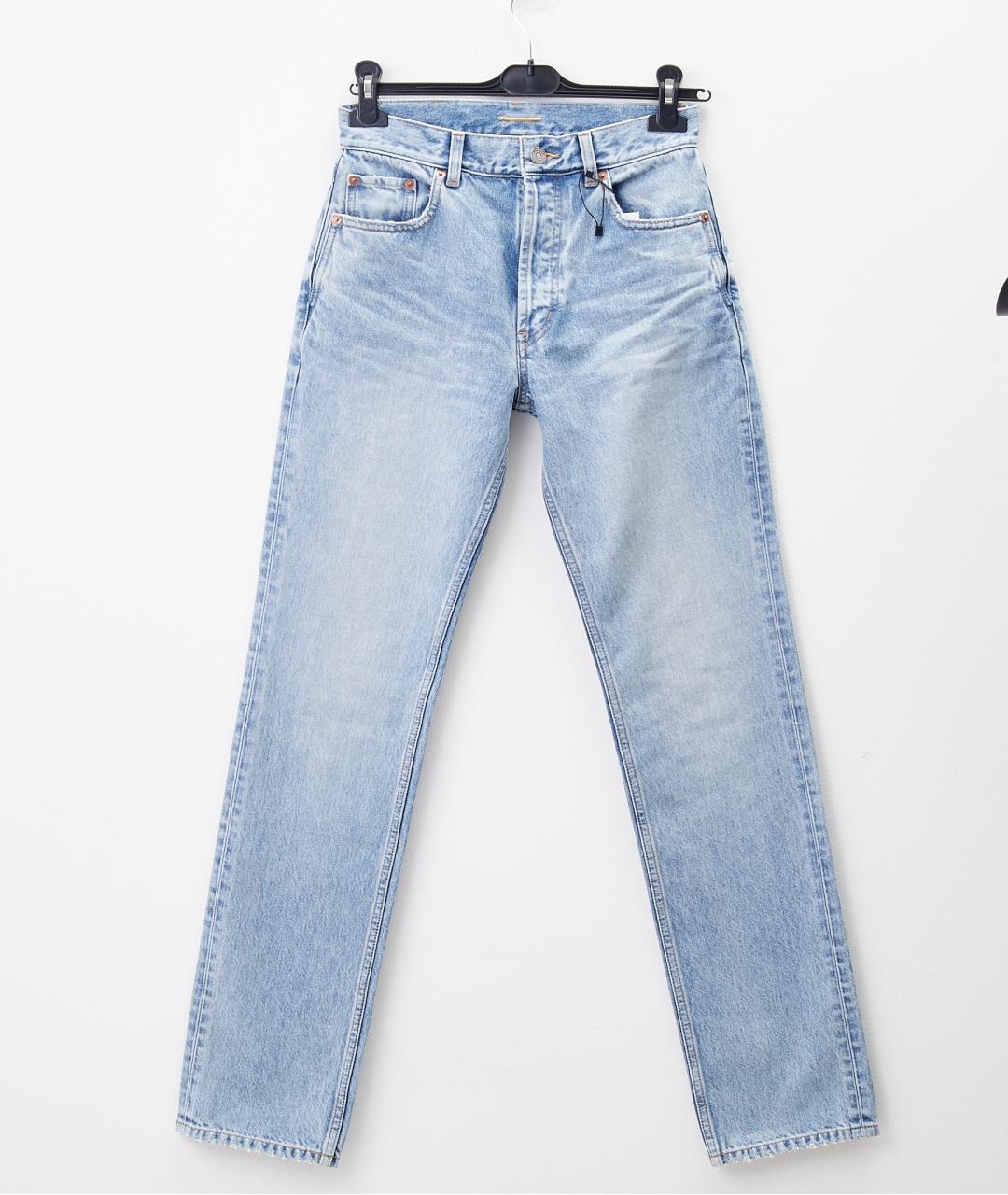 SAINT LAURENT Голубые хлопковые прямые джинсы, фото 6