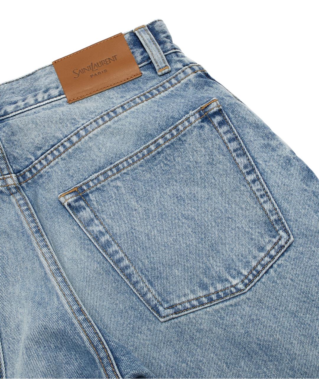 SAINT LAURENT Голубые хлопковые прямые джинсы, фото 3