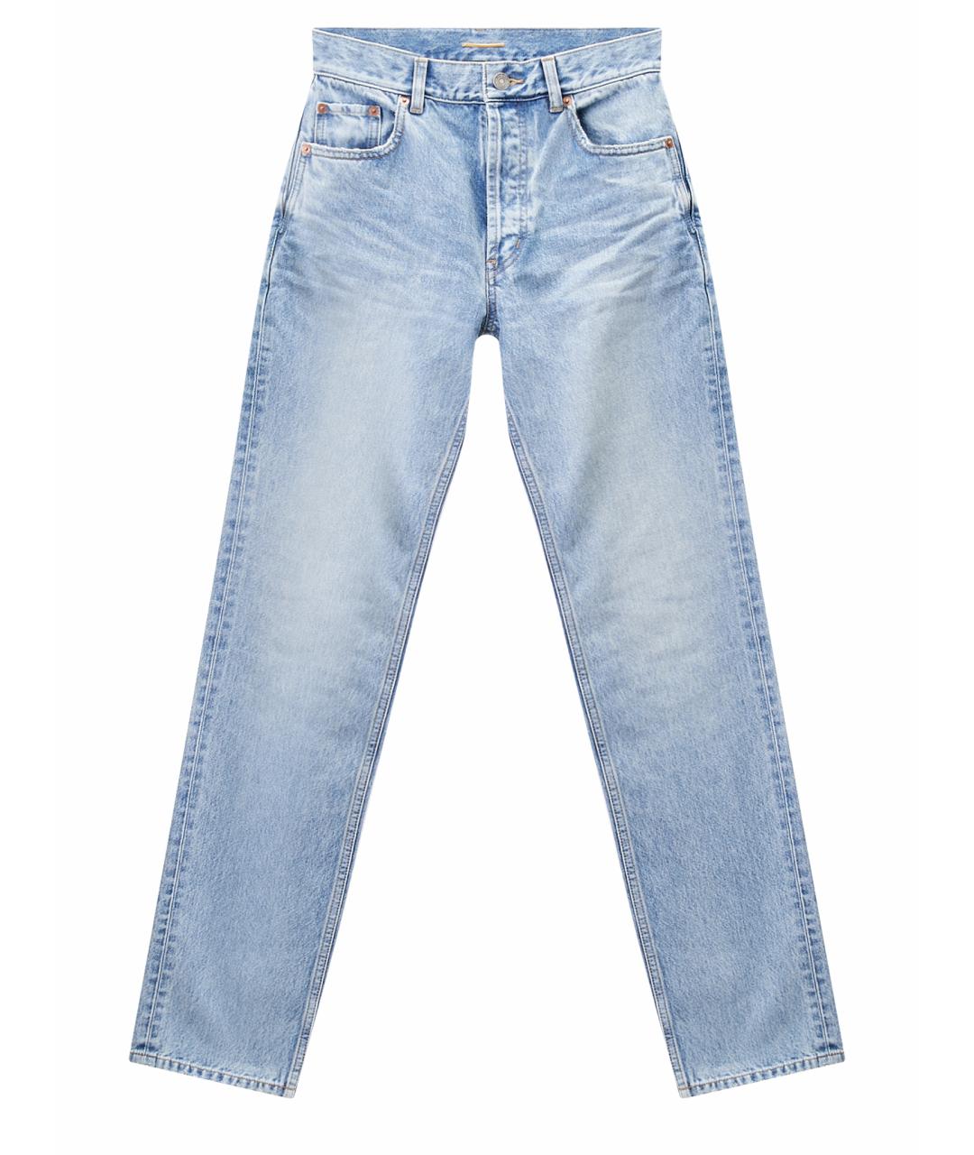 SAINT LAURENT Голубые хлопковые прямые джинсы, фото 1