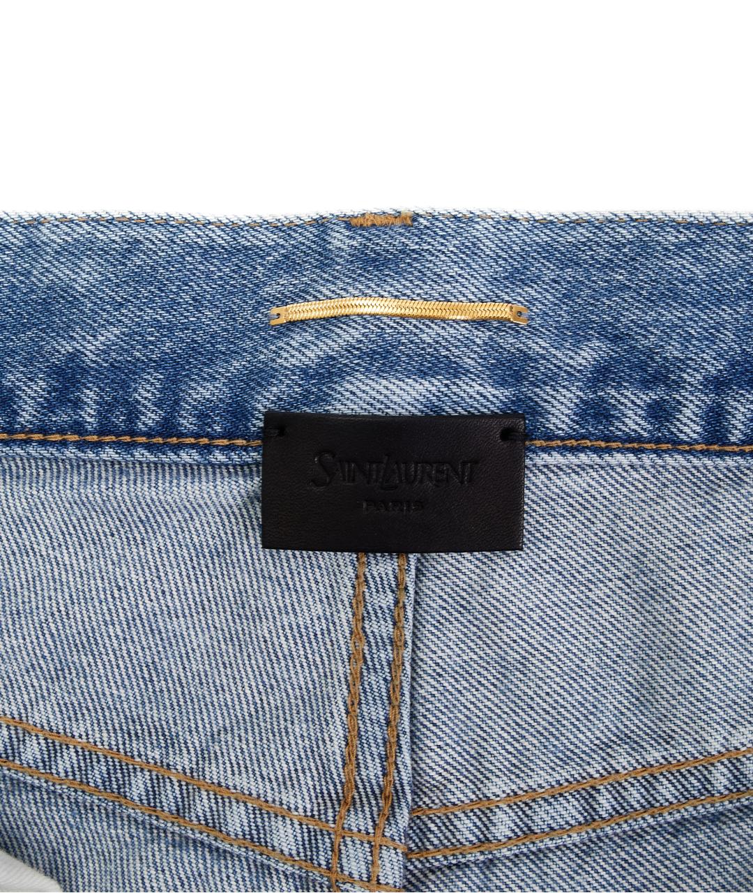 SAINT LAURENT Голубые хлопковые прямые джинсы, фото 4
