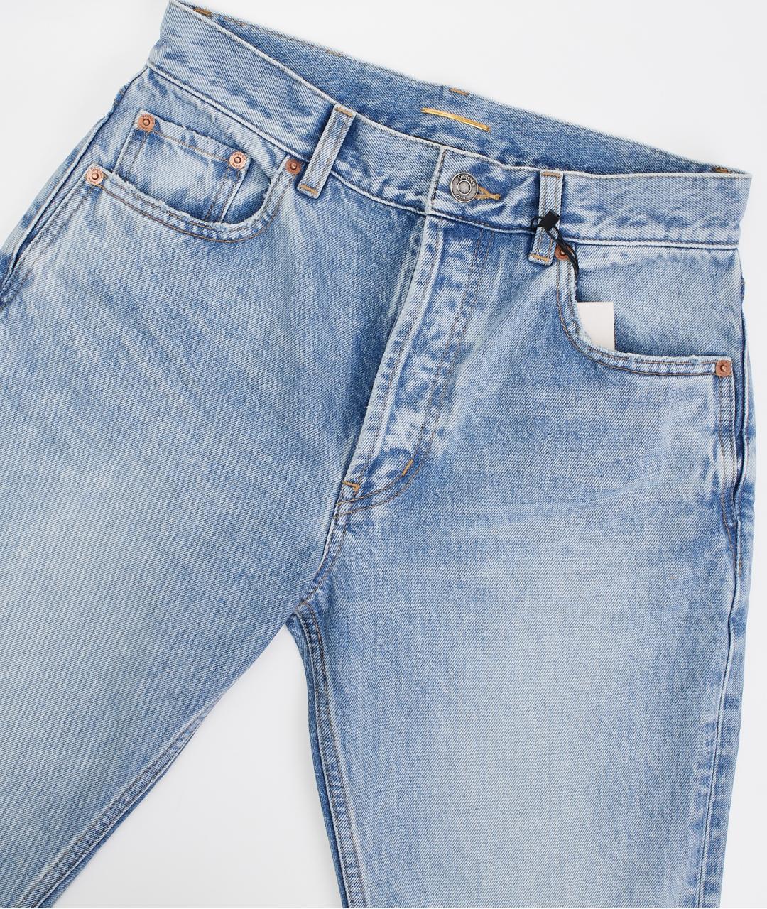 SAINT LAURENT Голубые хлопковые прямые джинсы, фото 2