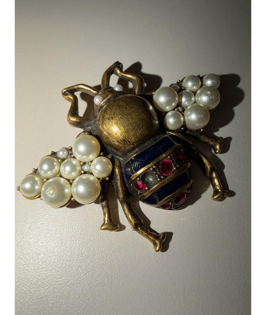 GUCCI Золотая металлическая булавка / брошь, фото 5