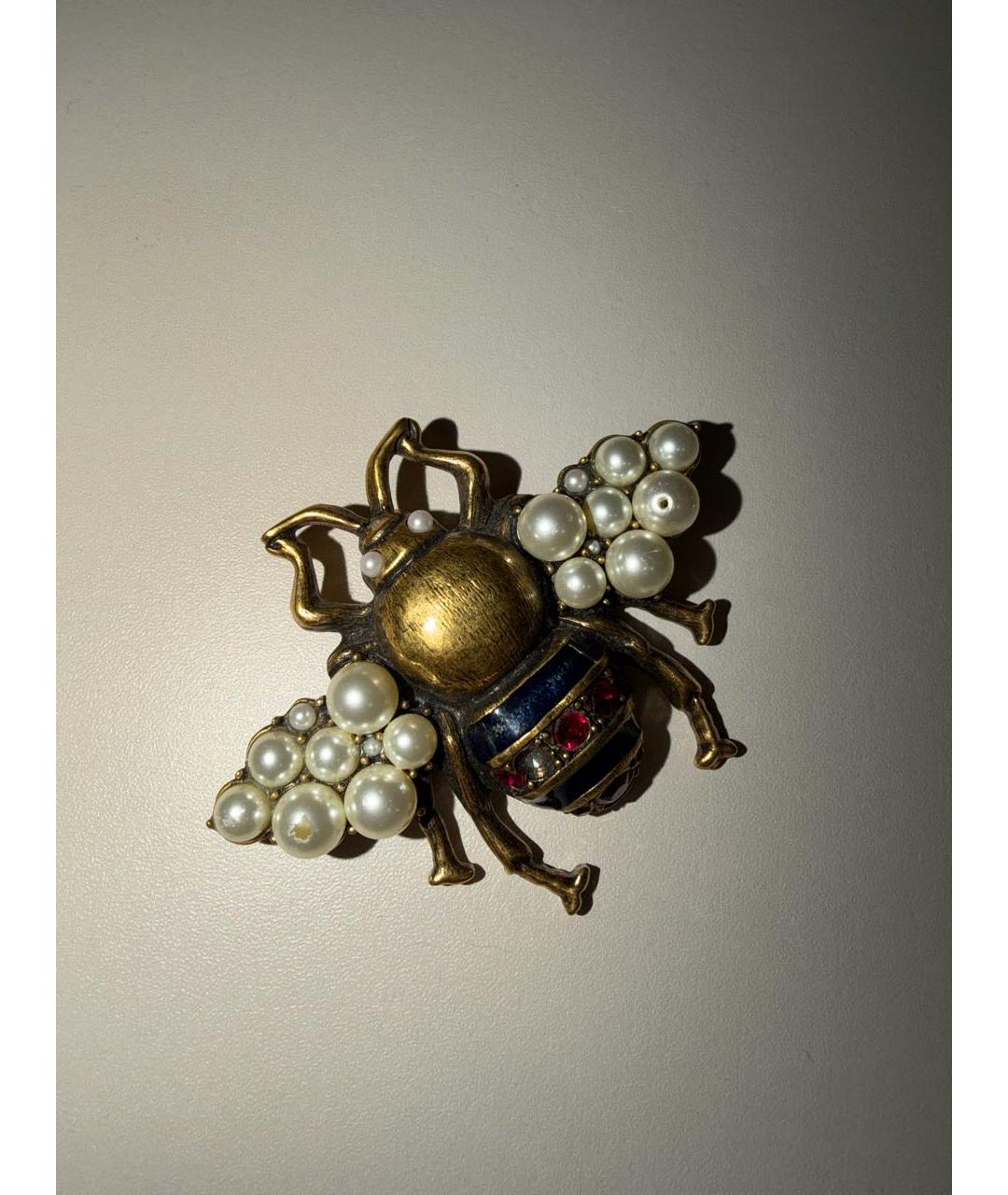 GUCCI Золотая металлическая булавка / брошь, фото 3