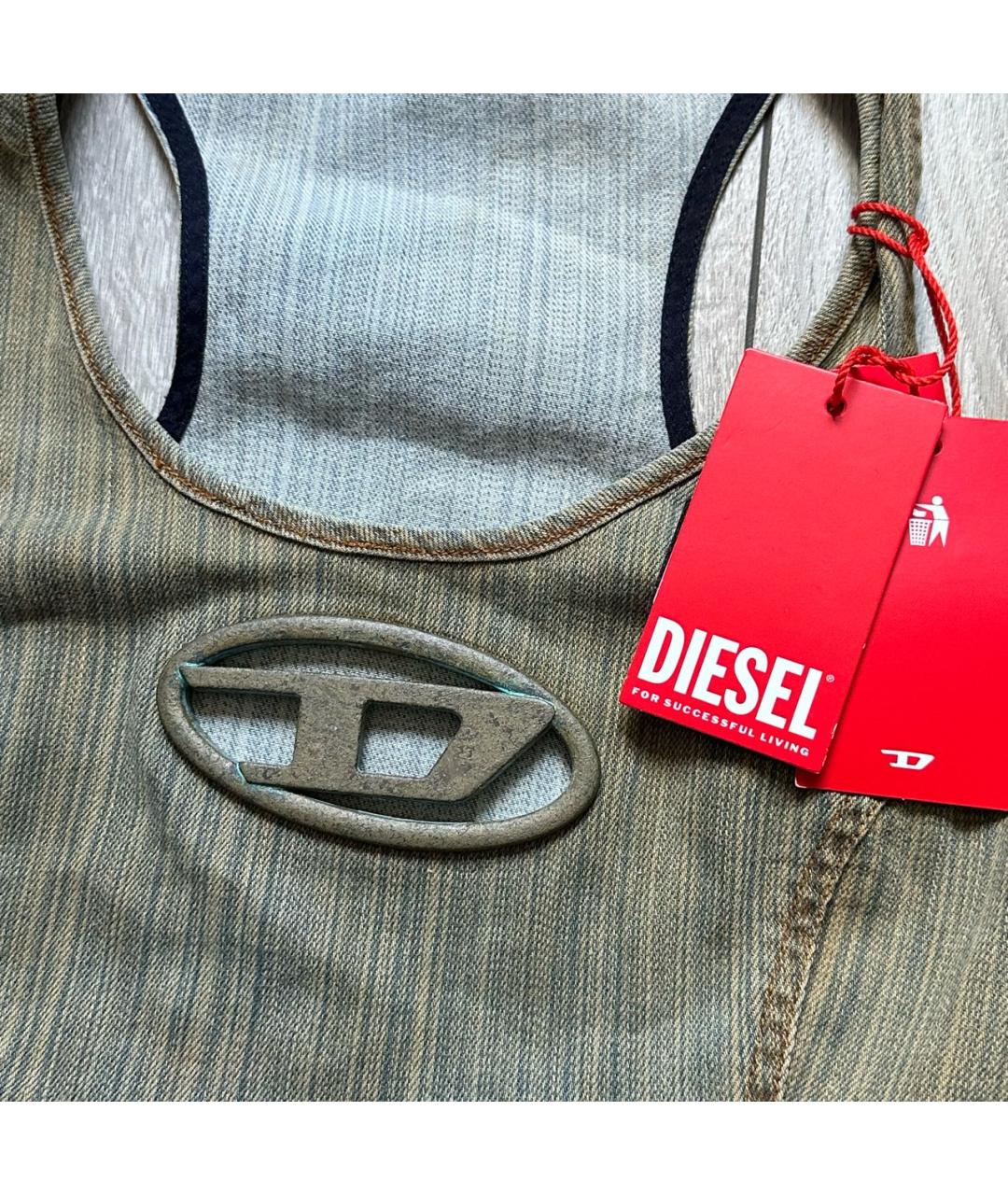 DIESEL Бежевая хлопковая майка, фото 4