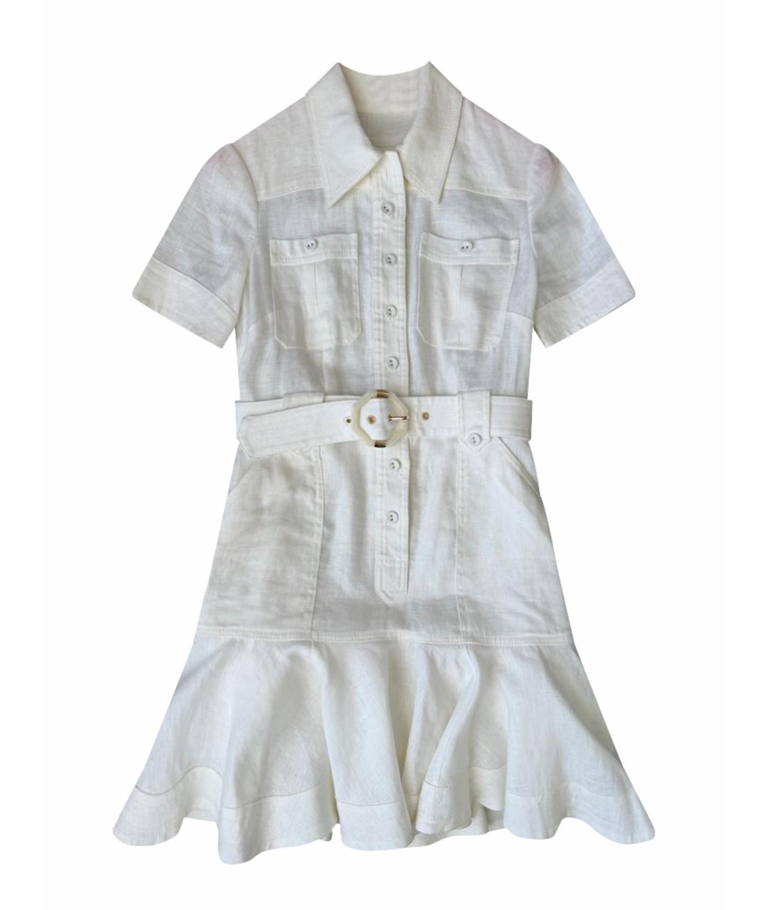 ZIMMERMANN Белое льняное коктейльное платье, фото 1