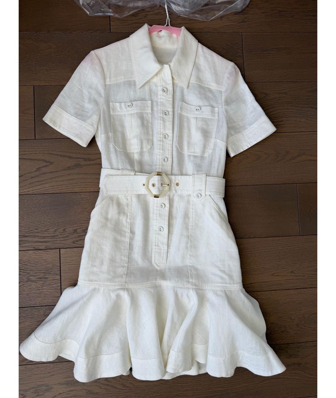 ZIMMERMANN Белое льняное коктейльное платье, фото 6