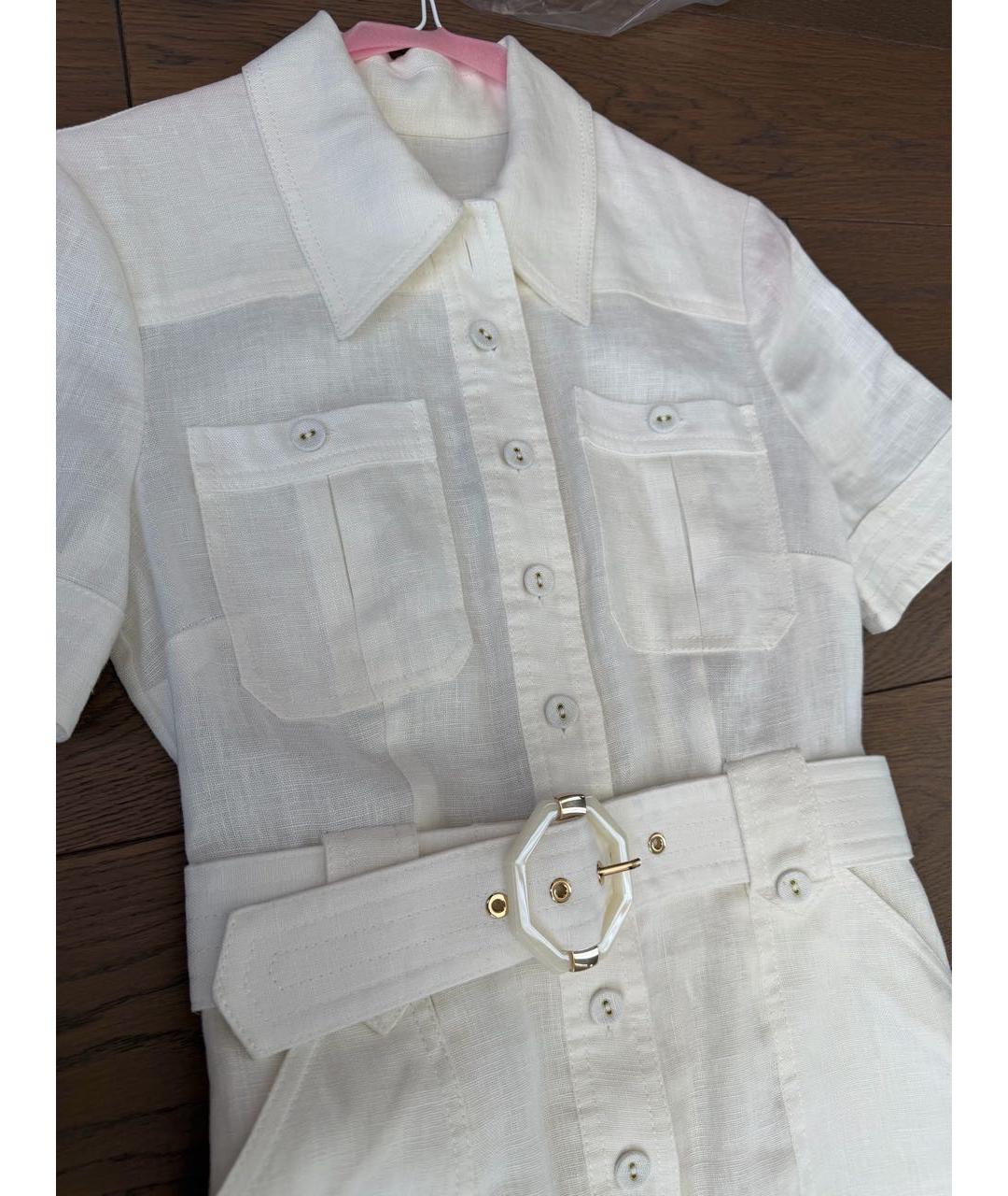 ZIMMERMANN Белое льняное коктейльное платье, фото 3