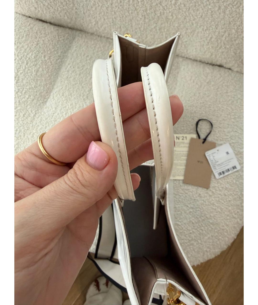 NO. 21 Белая сумка тоут из искусственной кожи, фото 7