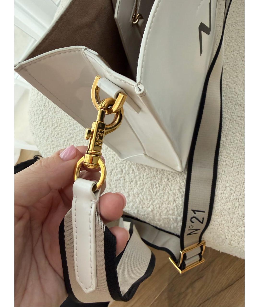 NO. 21 Белая сумка тоут из искусственной кожи, фото 6