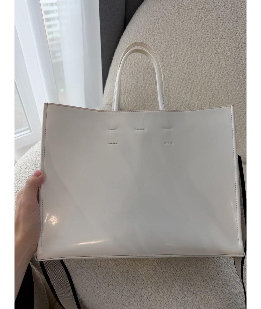 NO. 21 Белая сумка тоут из искусственной кожи, фото 3
