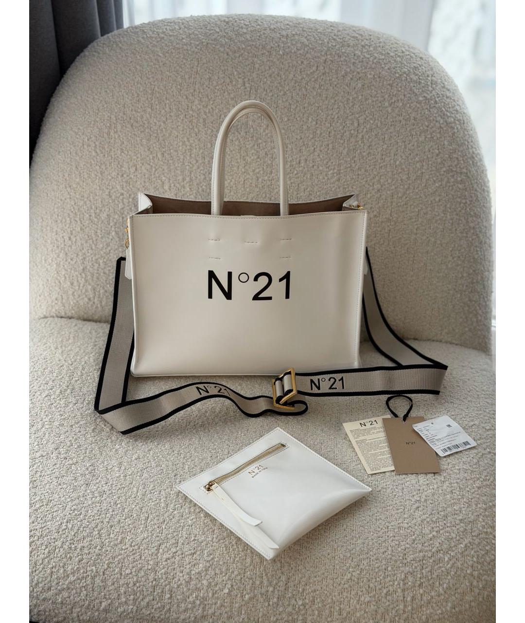 NO. 21 Белая сумка тоут из искусственной кожи, фото 2